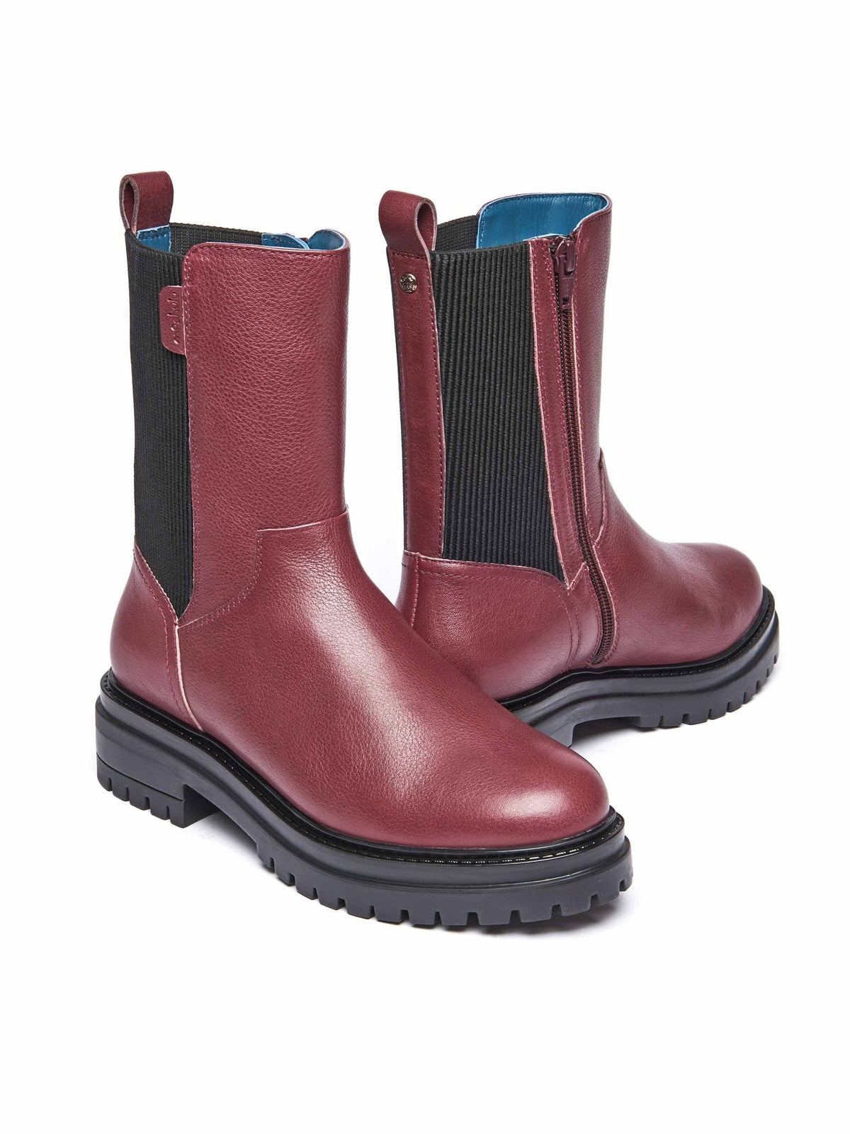 Red chunky leather Chelsea boots - RUSSULA CABERNET