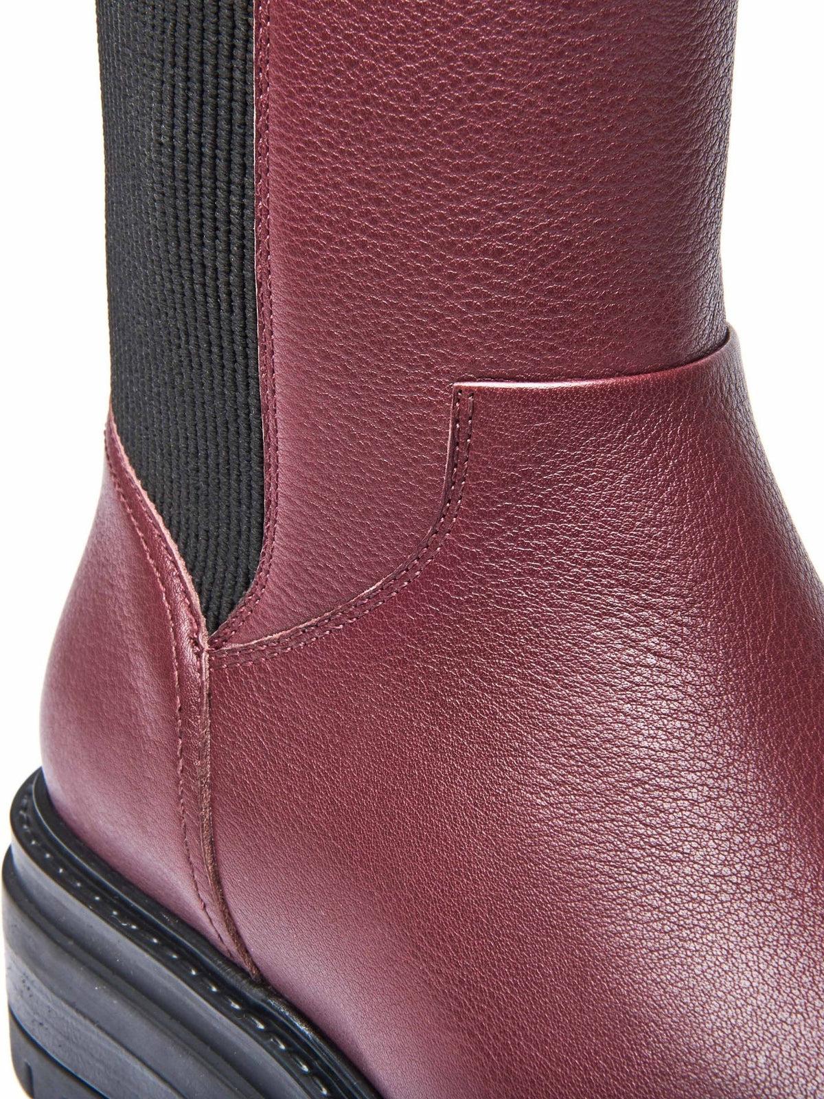 Red chunky leather Chelsea boots - RUSSULA CABERNET