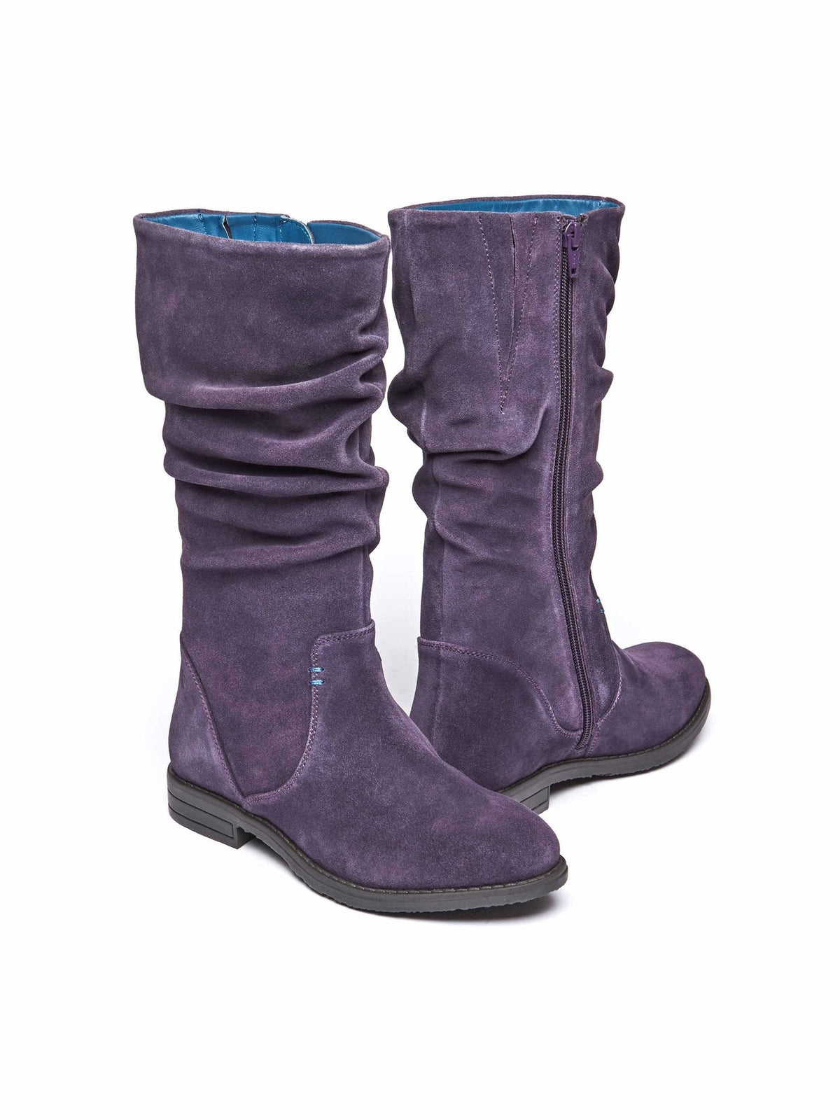 Purple ruched suede mid-length boots - GLACIER SUEDE 2 JEWEL PURPLE