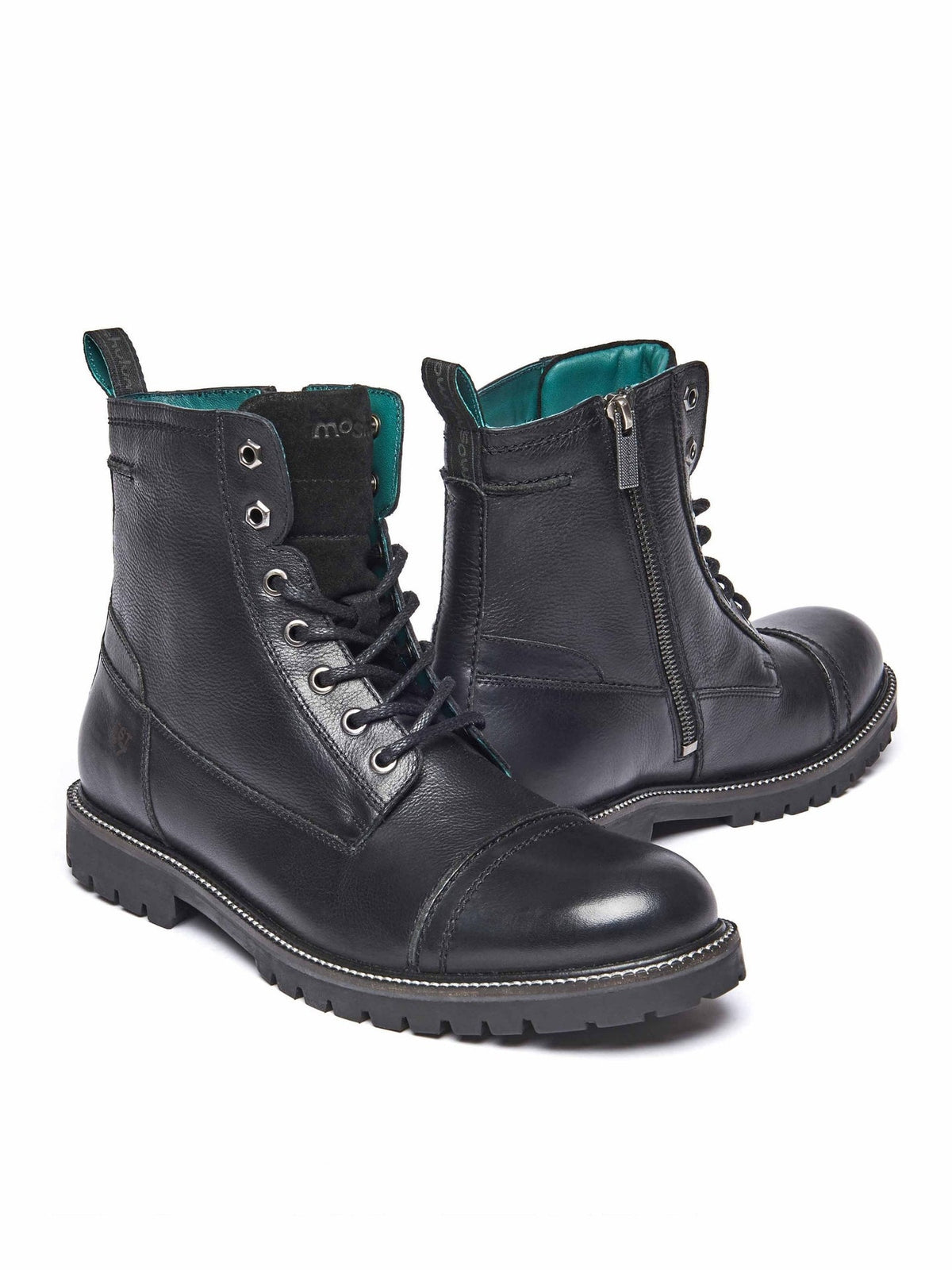 Black men's leather ankle boots - DORNA BLACK