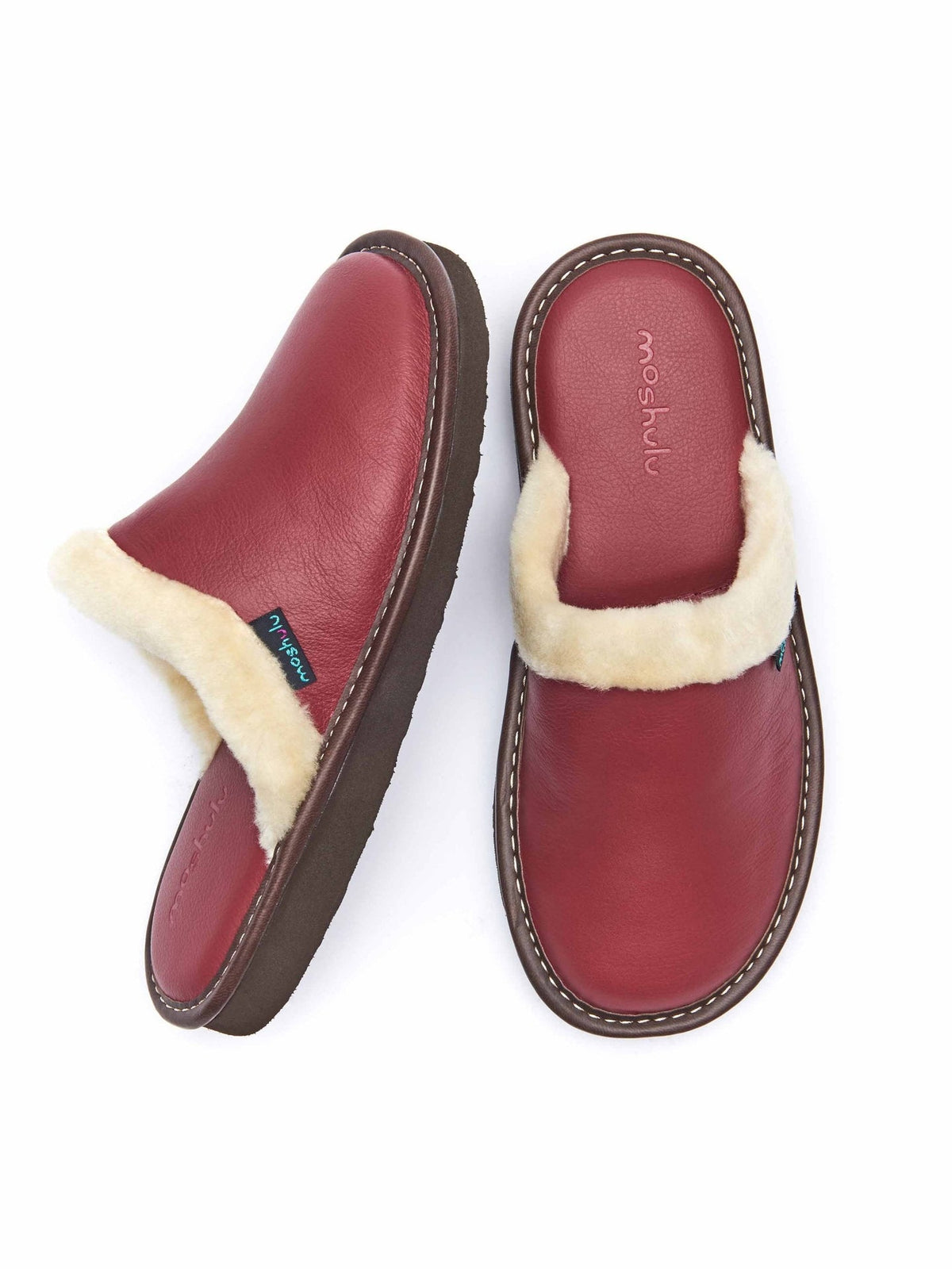 Red classic leather mule slippers - ADELE 2 LIPSTICK RED
