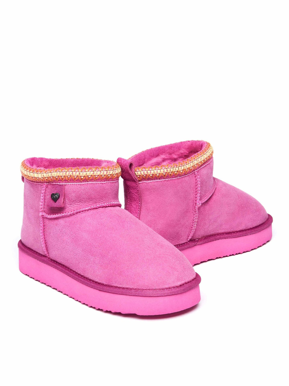 Pink sheepskin ankle boot slippers - MERRIMENT FUCHSIA PINK