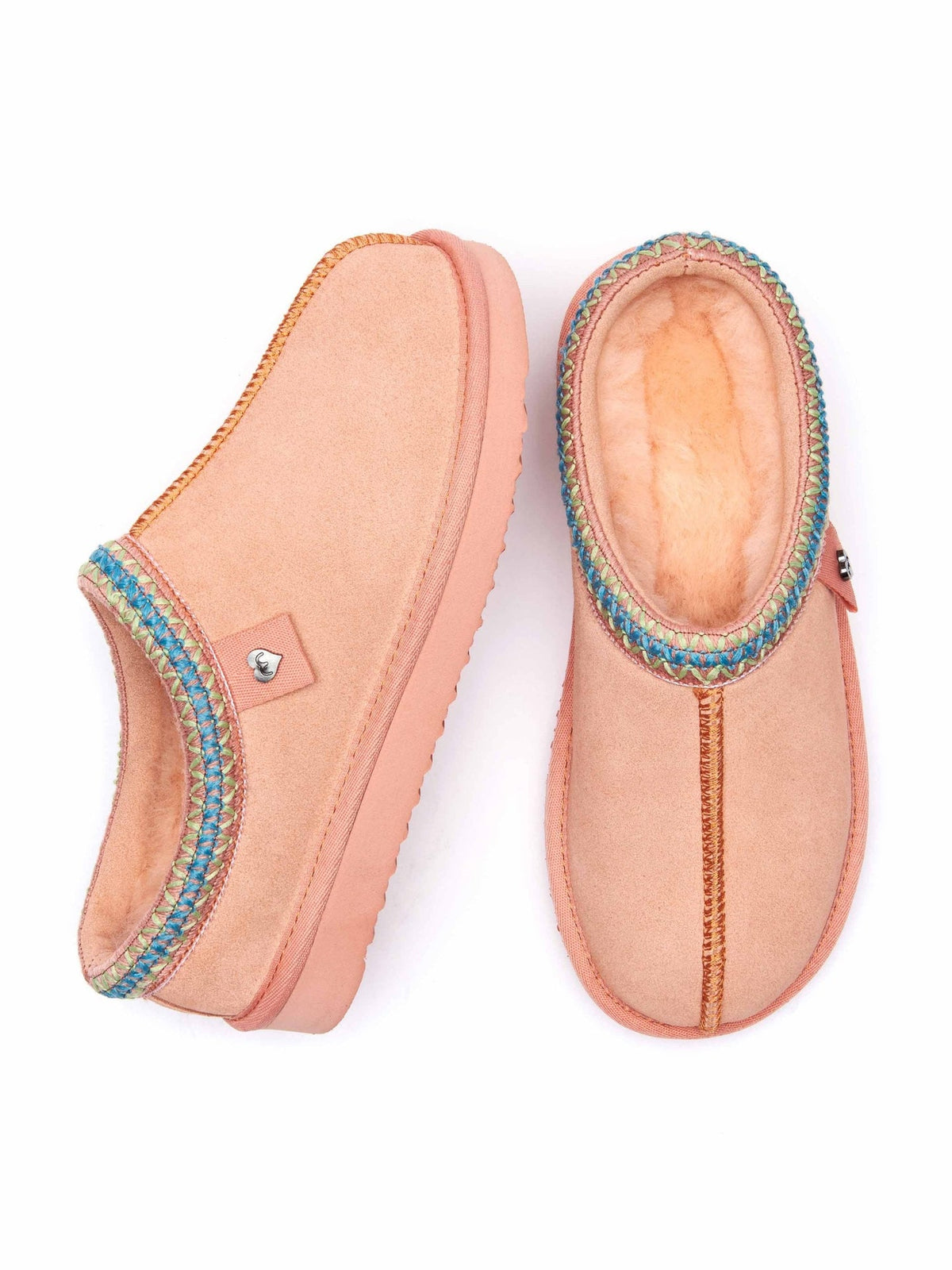 Orange scandi style sheepskin slippers - KIMOTO MANGO SORBET