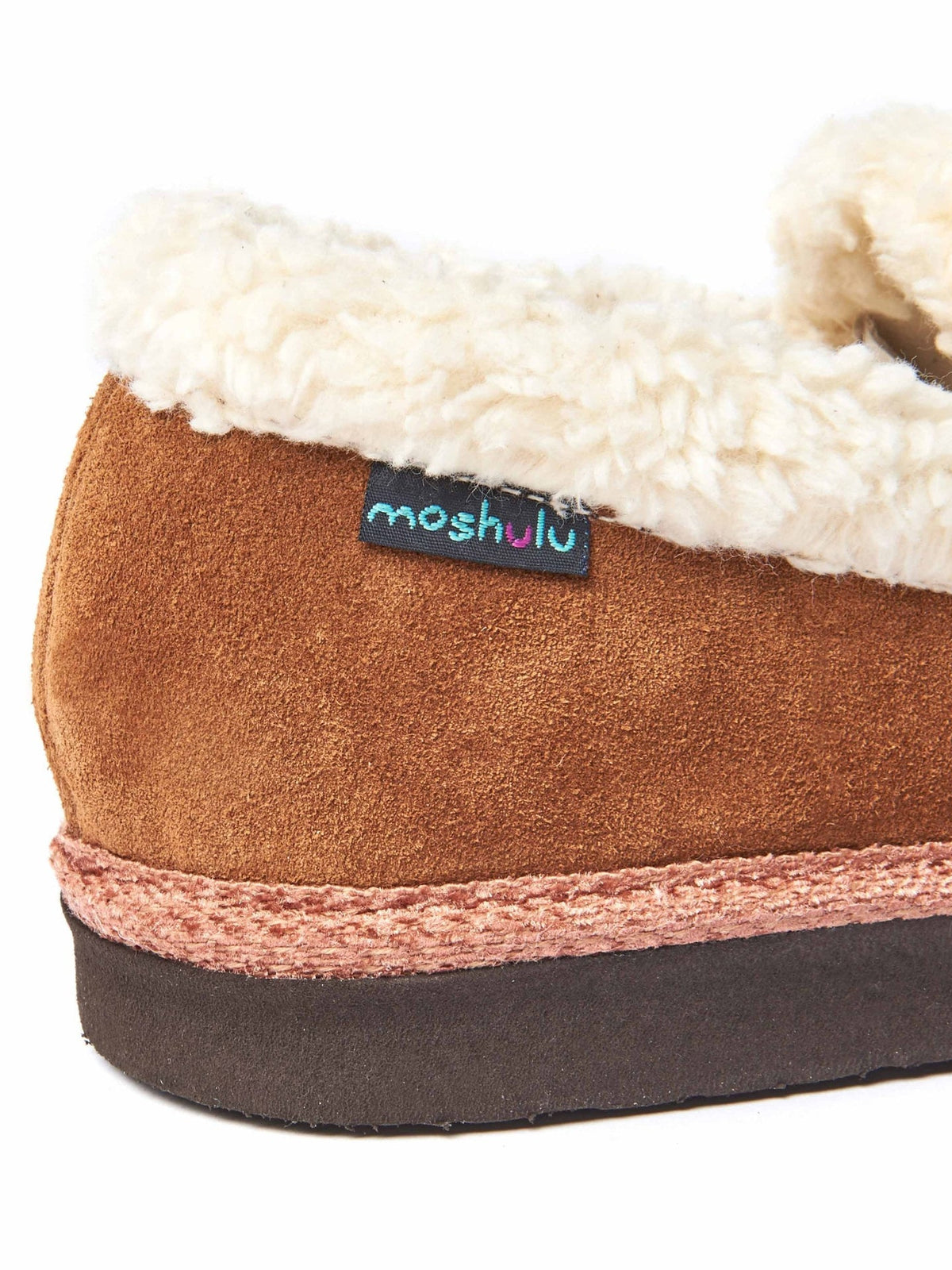 Brown suede fluffy lined full slippers - ONTARIO TAN