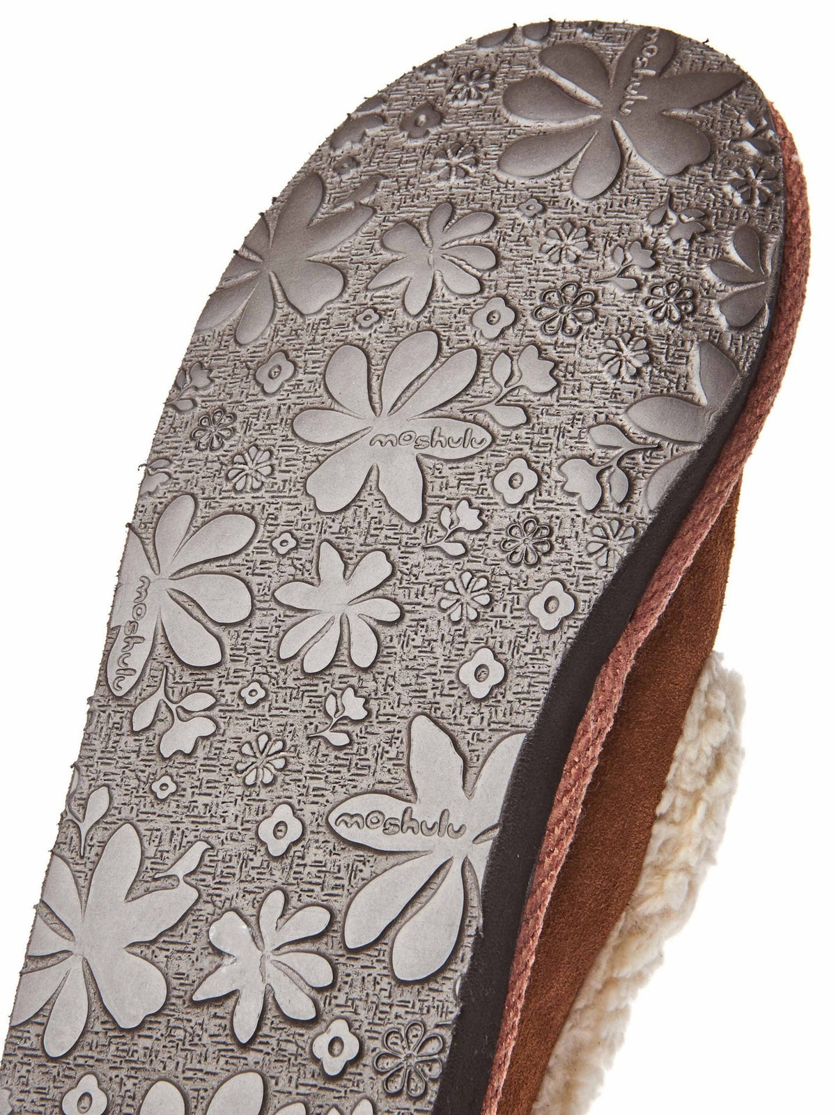 Brown suede fluffy lined full slippers - ONTARIO TAN