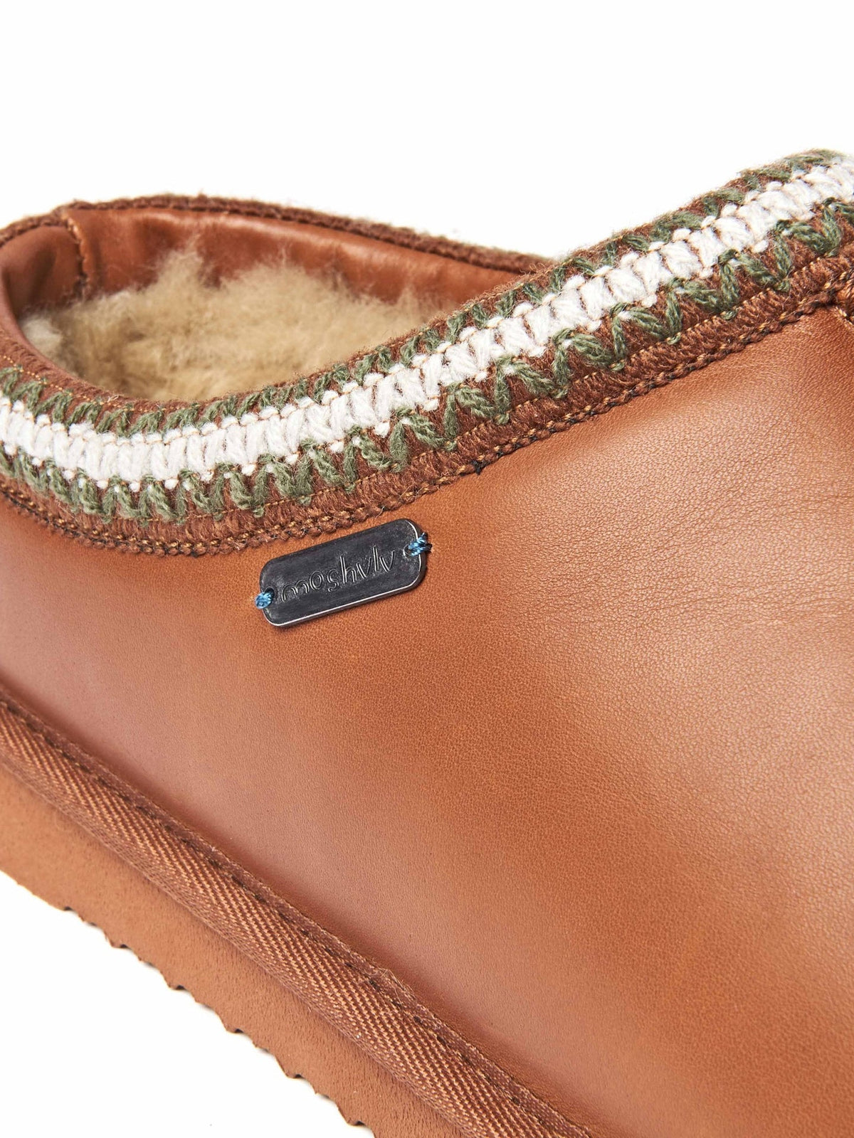 Black leather sheepskin mule slipper - SEATHORN BLACK