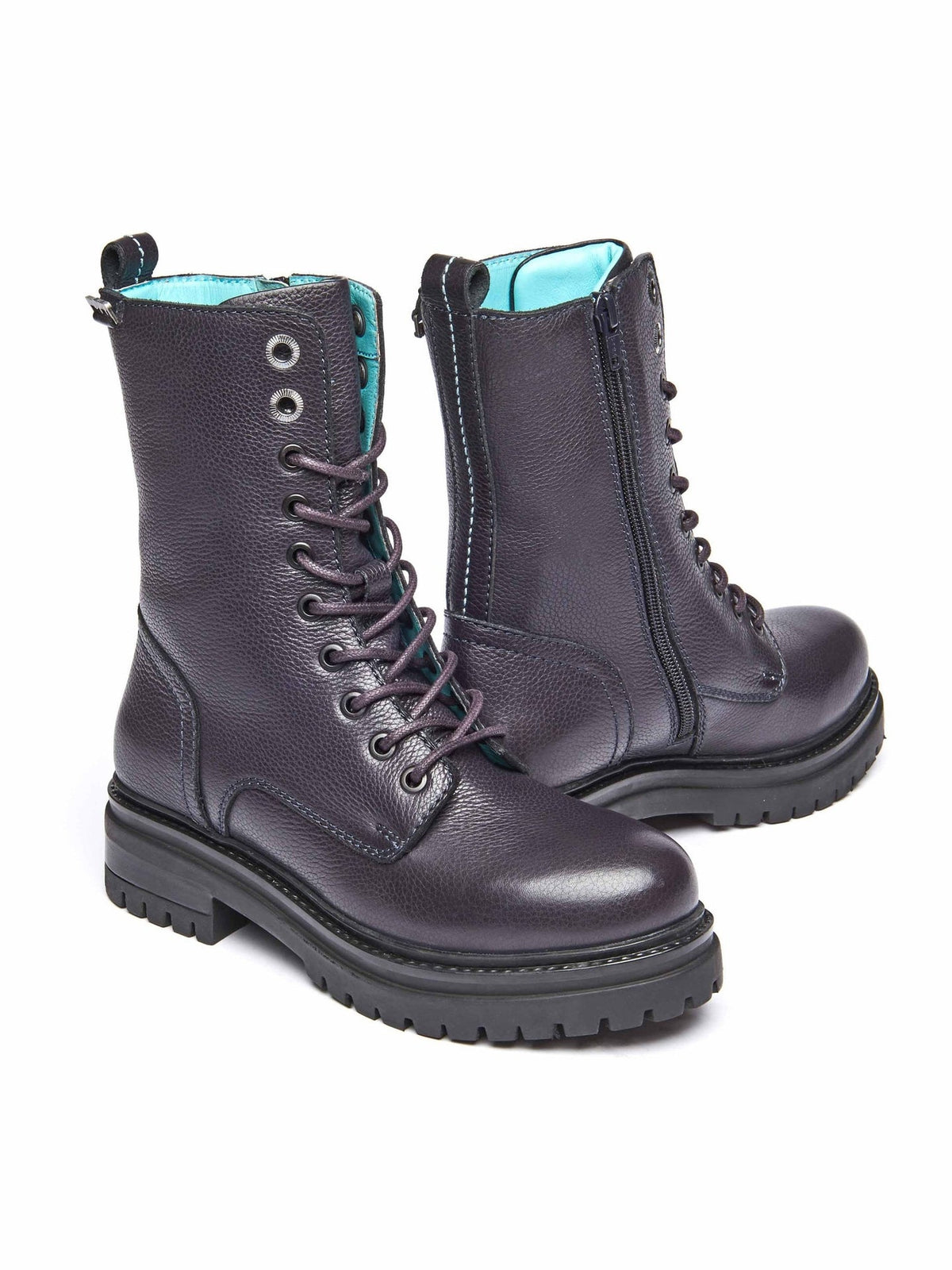 Purple chunky lace up boots - SAYER JEWEL PURPLE