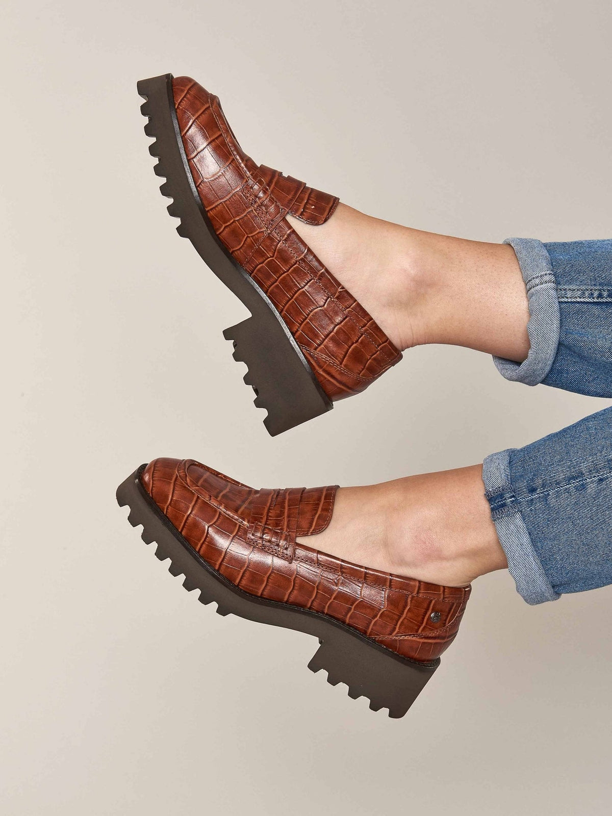 Orange chunky penny loafers - CALLUNA TERRACOTTA