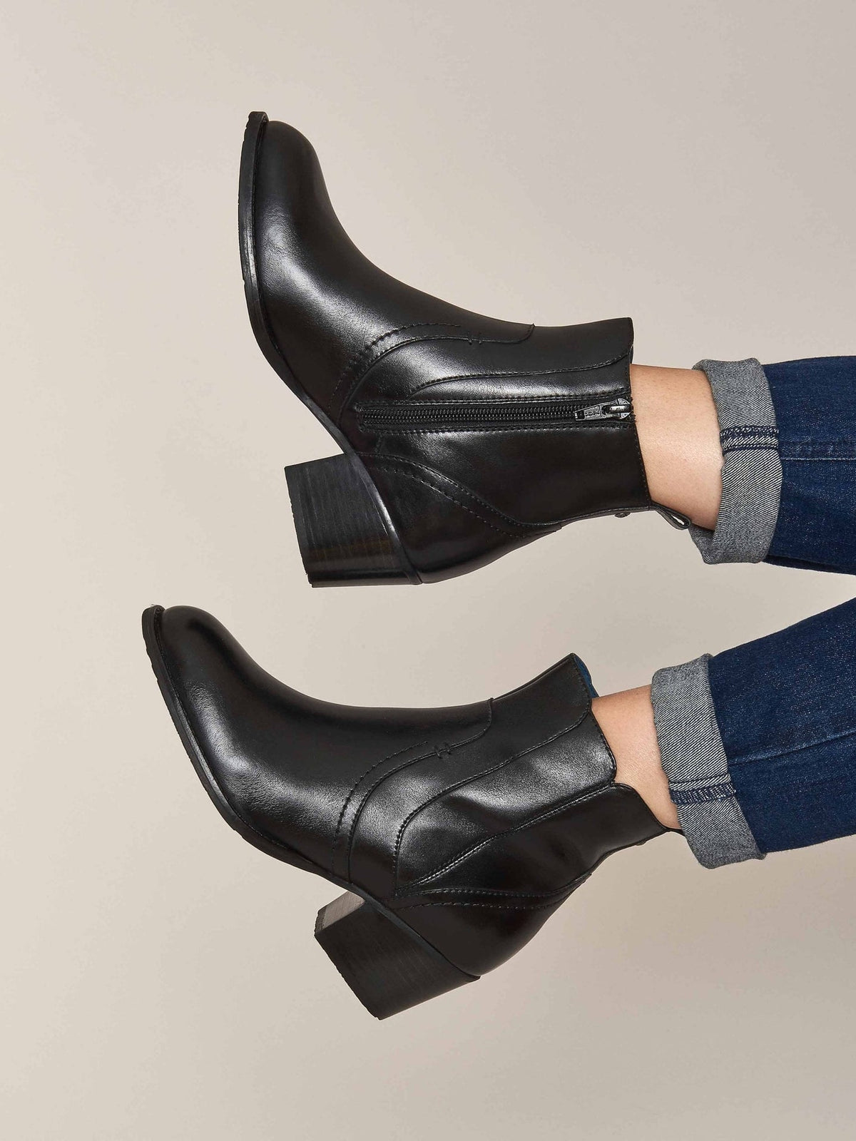 Black leather Western heeled ankle boots - MORISOT LEATHER BLACK