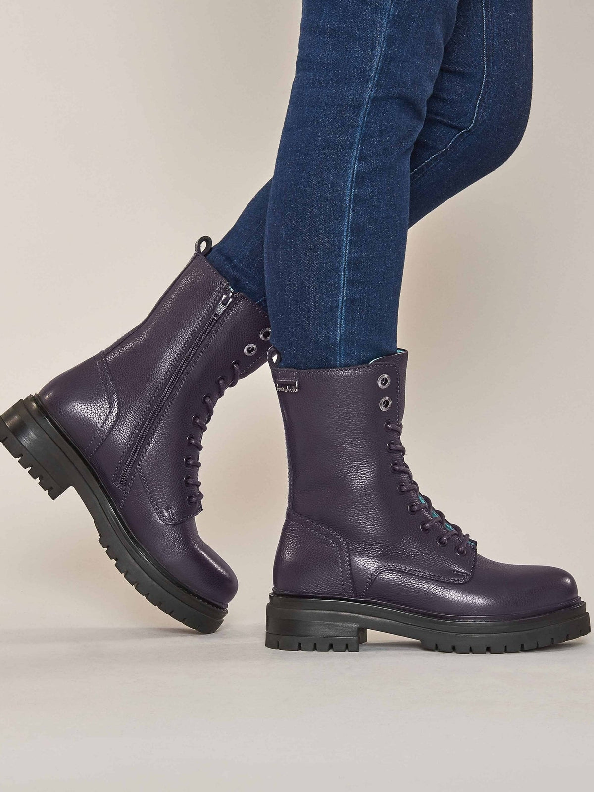 Purple chunky lace up boots - SAYER JEWEL PURPLE