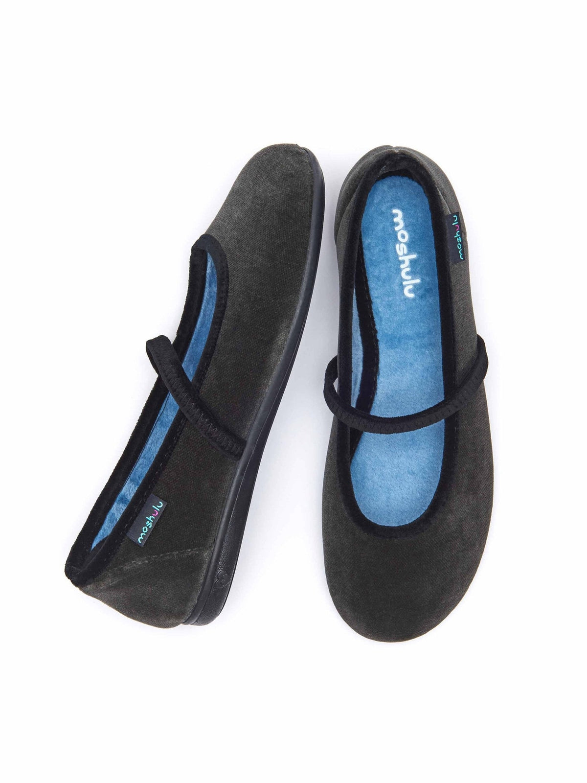 Grey Velvet ballerina bar slippers - TENAKEE DARK GREY