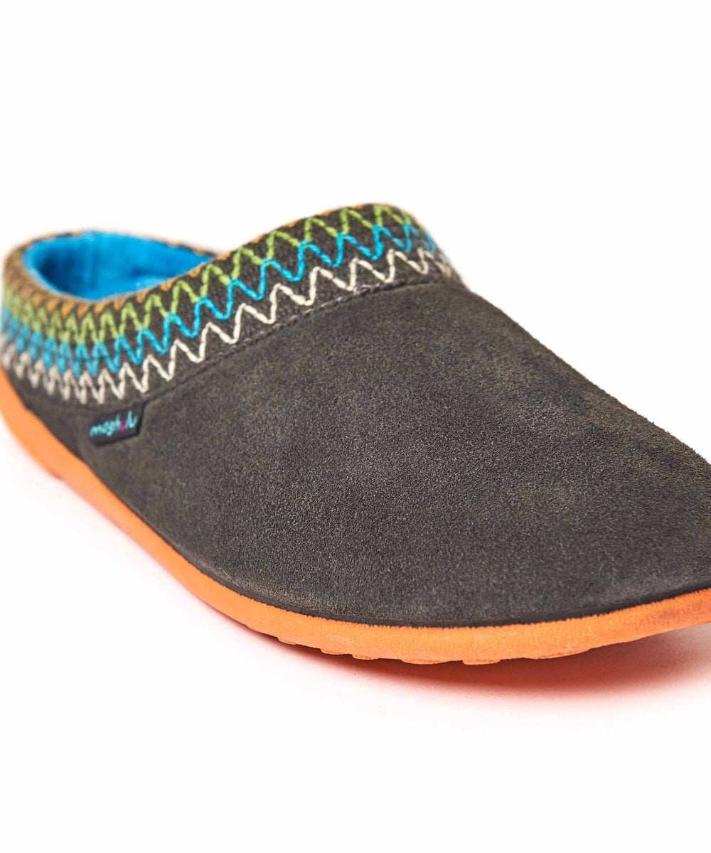 Grey Embroidered Turkish mule slippers - ANVIK GREY