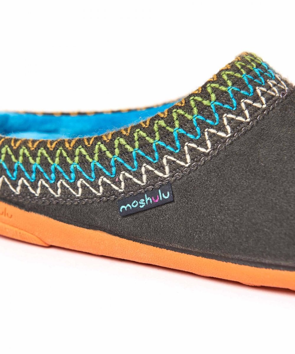 Grey Embroidered Turkish mule slippers - ANVIK GREY