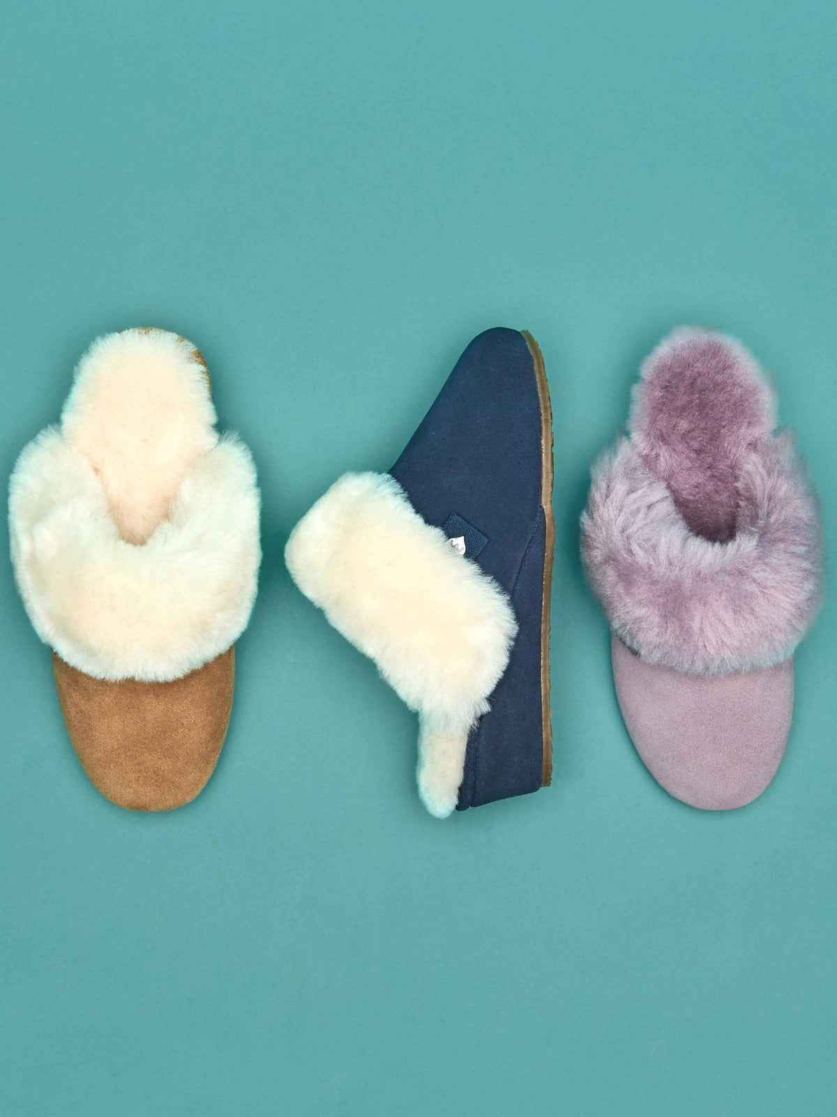 Pink / Purple ladies' sheepskin wedge slippers - CHARELLA MAUVE