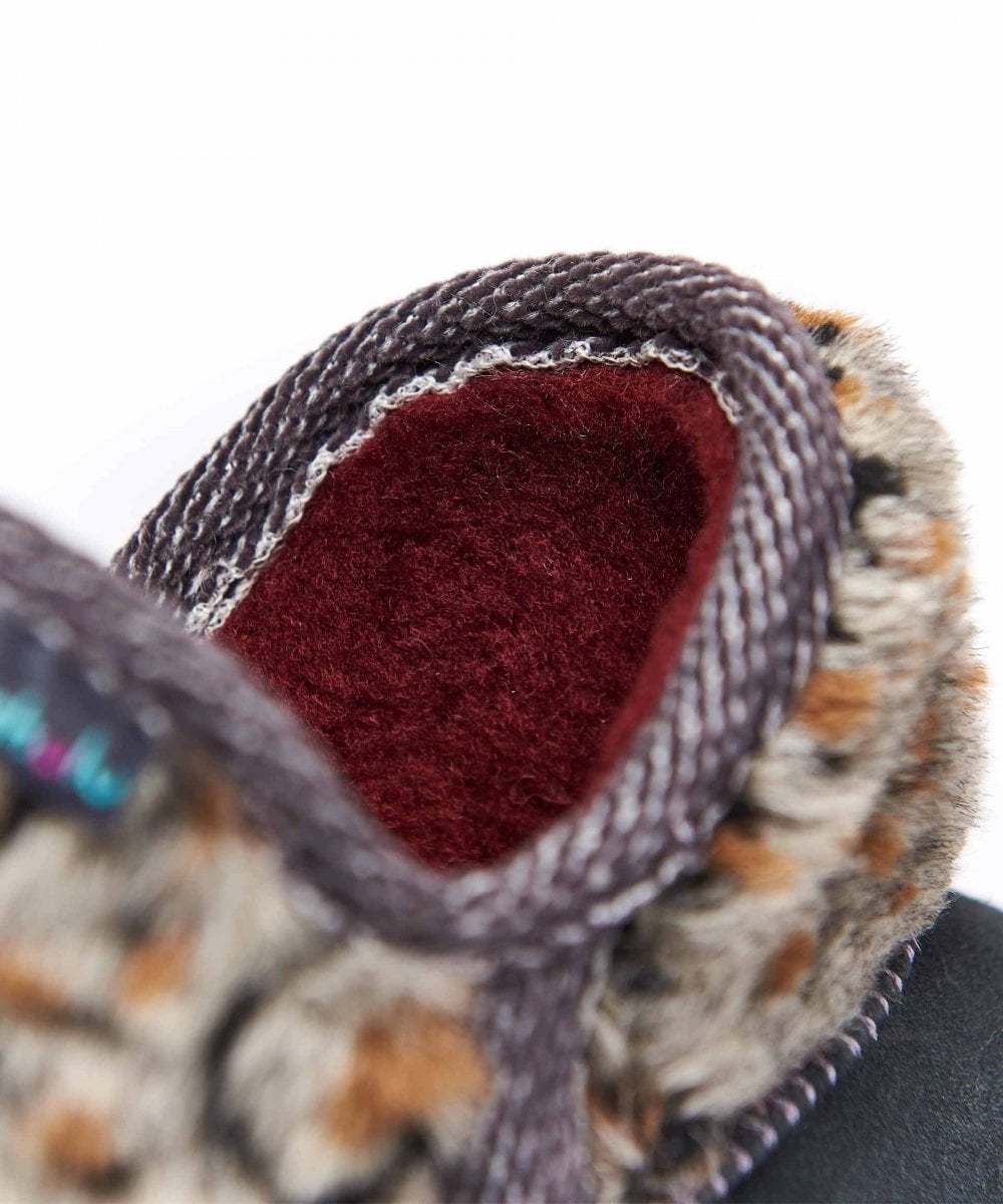 Neutral animal print fluffy bootie slippers - SNOWMAN 3 BEIGE