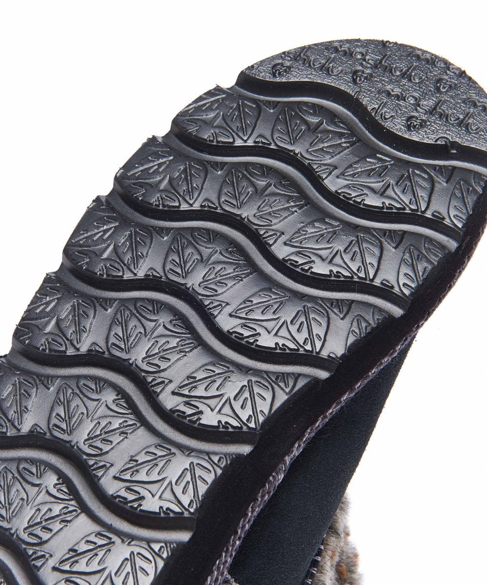 Neutral animal print fluffy bootie slippers - SNOWMAN 3 BEIGE