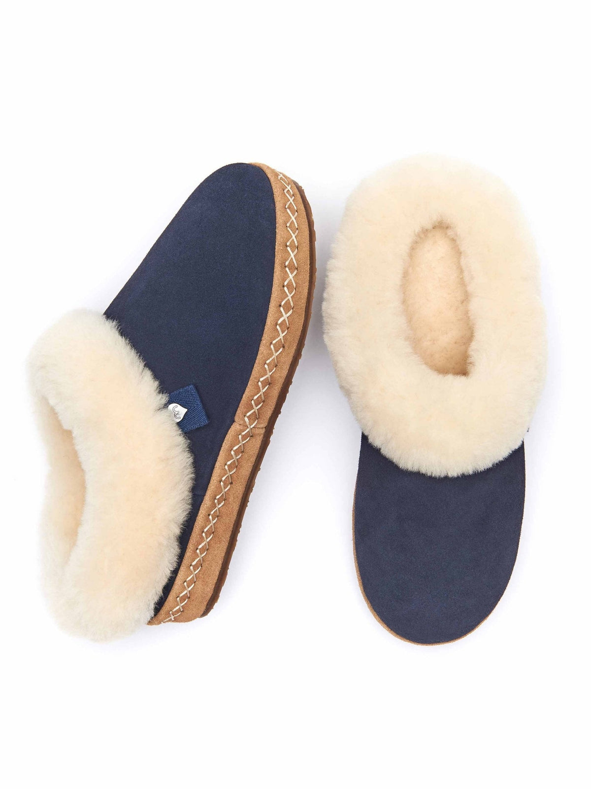 Blue sheepskin suede wedge mule slippers - SAGRADA INDIGO
