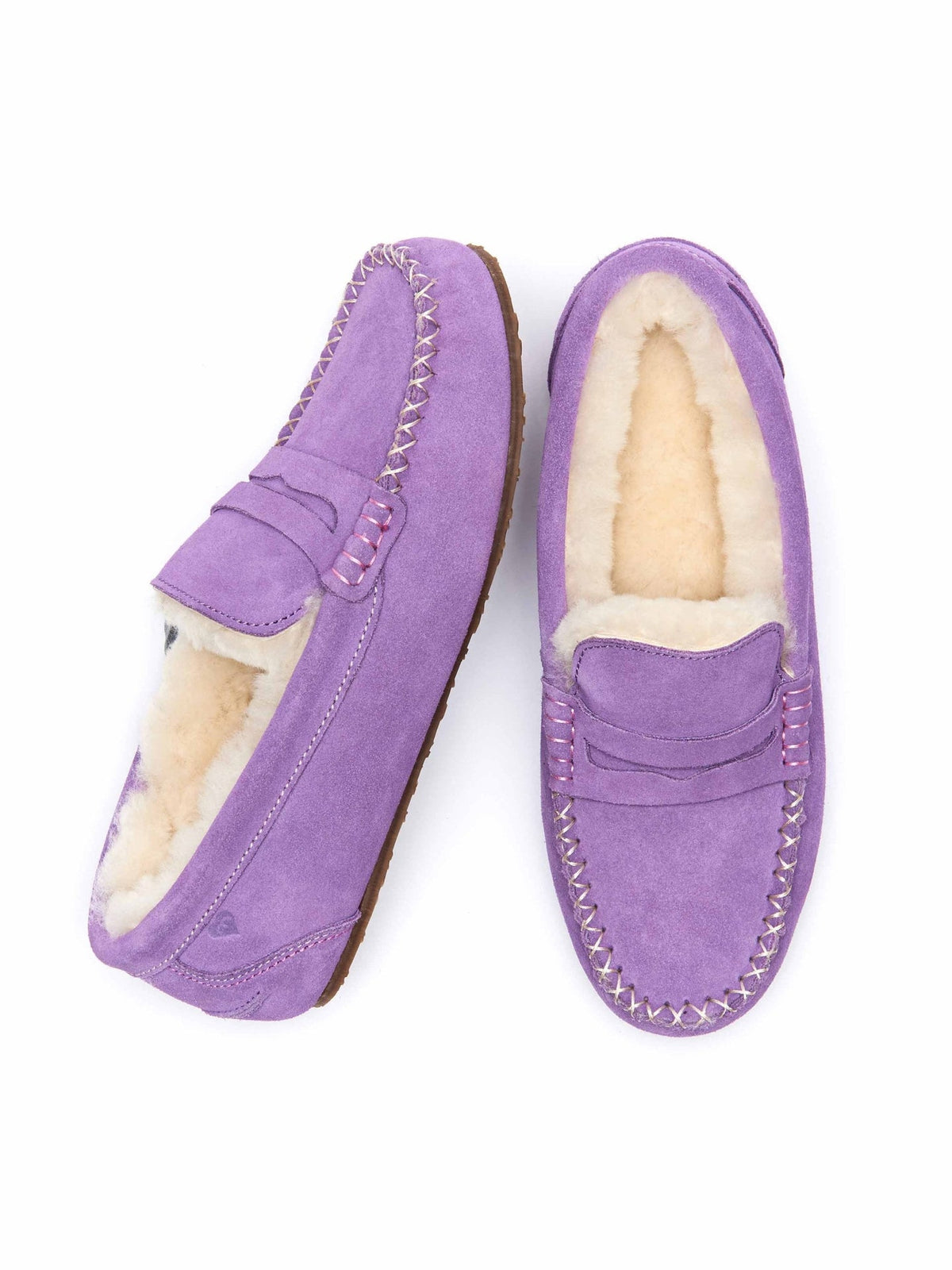 Purple suede moccasin sheepskin slippers - JOCUND HYACINTH PURPLE