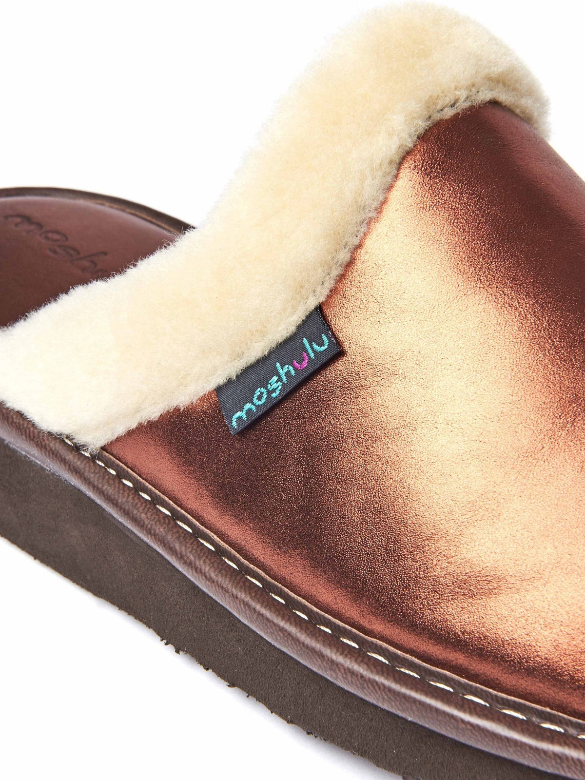 Orange colourful metallic leather mule slippers - ADELE METALLIC COPPER