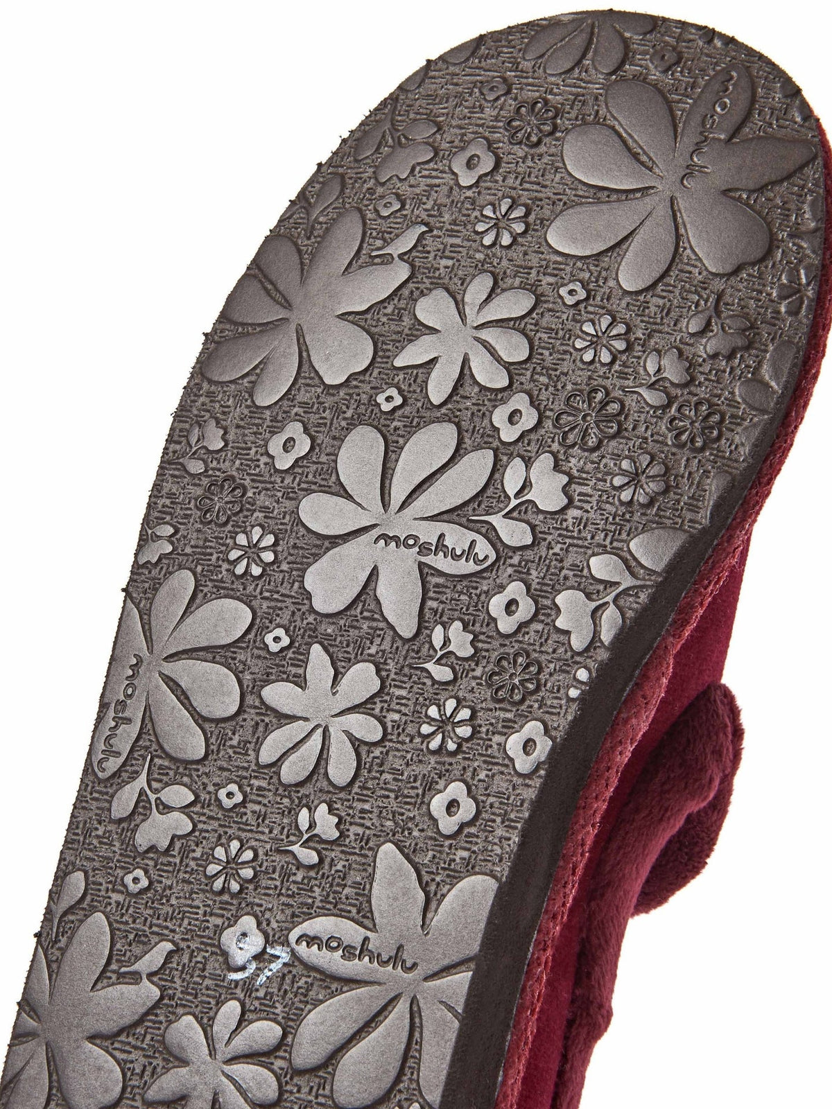Red velvet fluffy lined full slippers - MONTREAL BURGUNDY