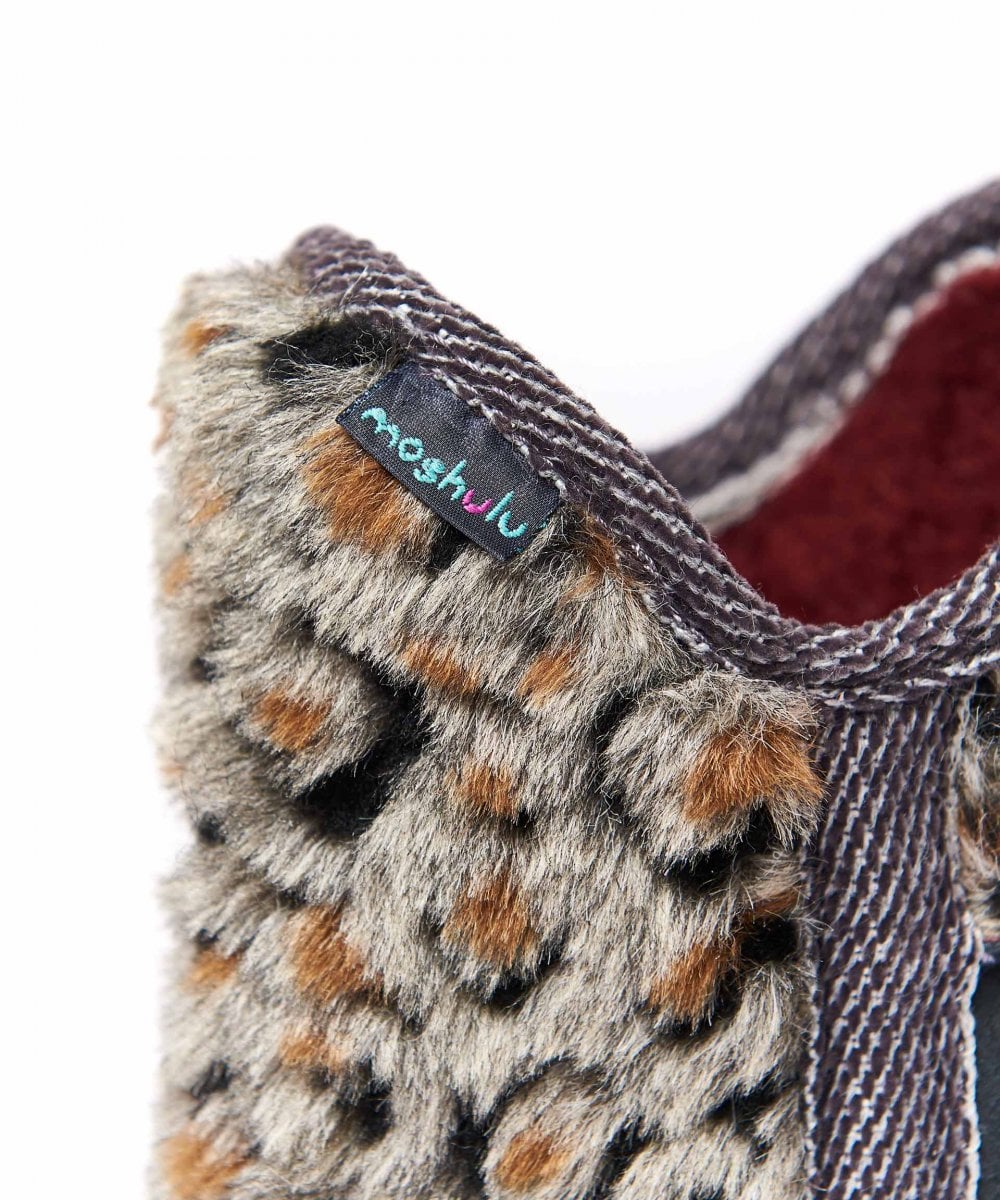 Green animal print fluffy bootie slippers - SNOWMAN 3 JADE GREEN