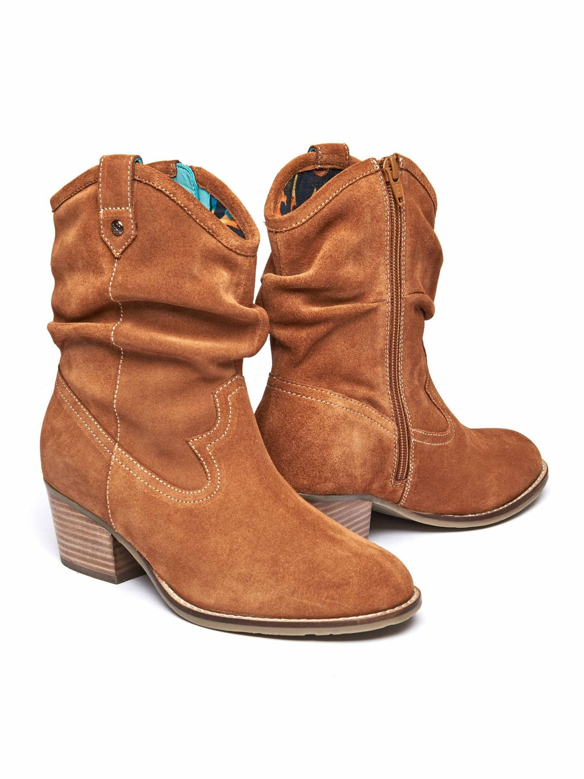 Brown suede Western ankle boots - ERICA TAN