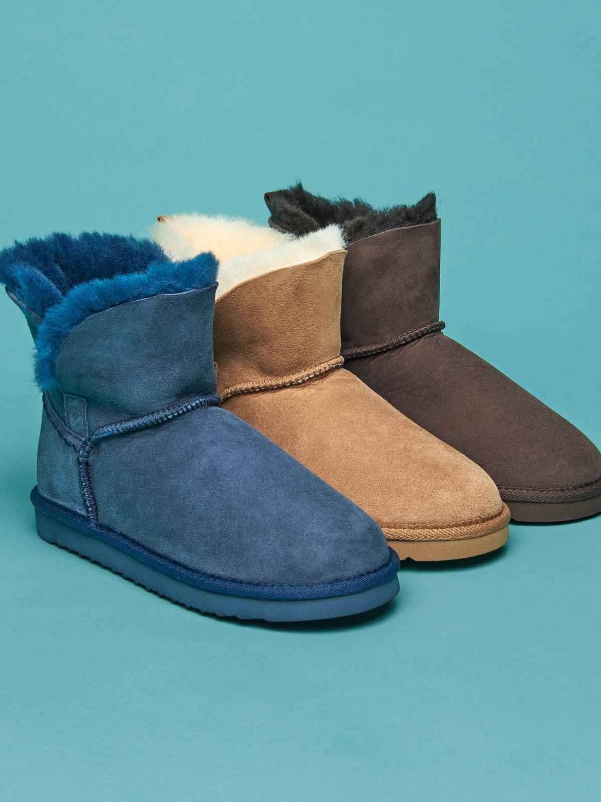 Brown Ladies' sheepskin bootie slippers - WATTLE CHOCOLATE