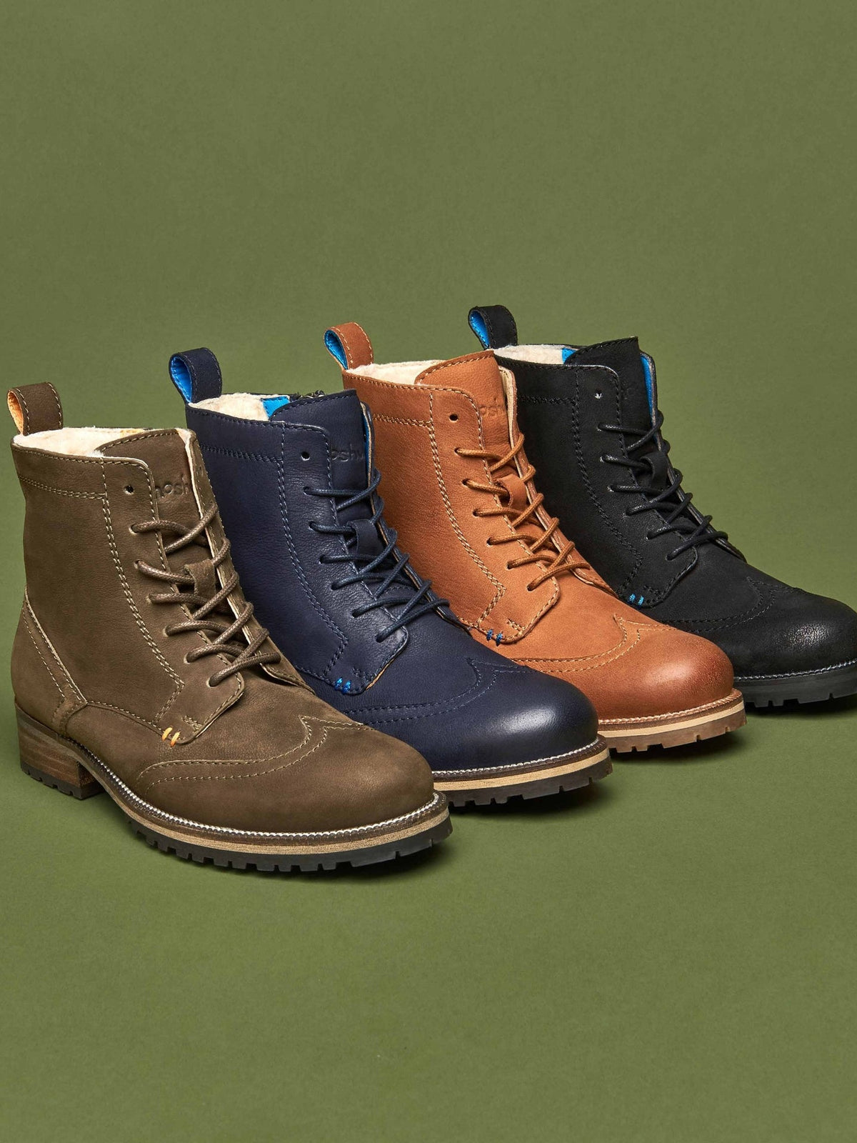 Blue warm lined lace-up boots - MOULIN INDIGO