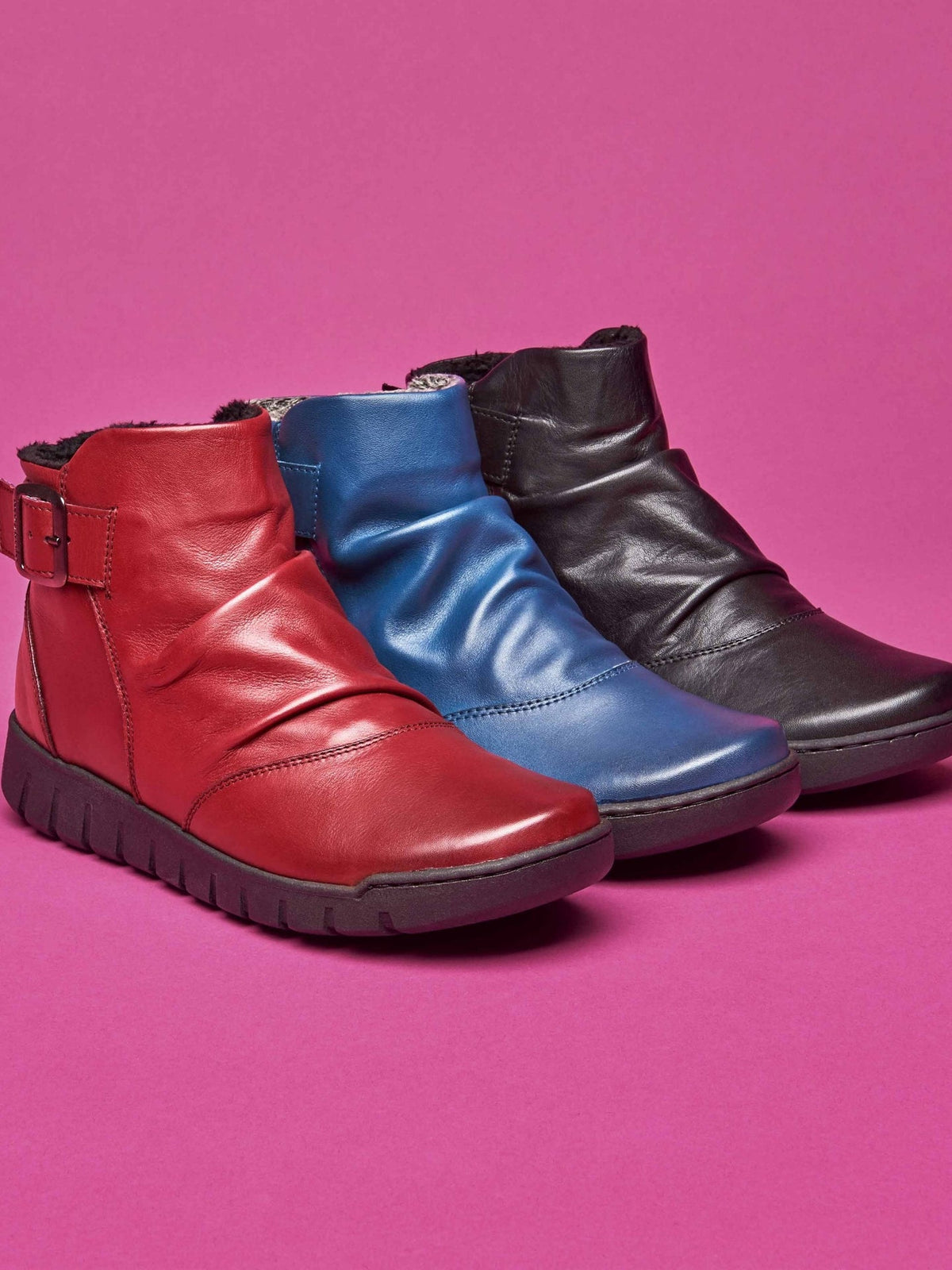 Red ruched leather ankle boots - VAGAR CABERNET