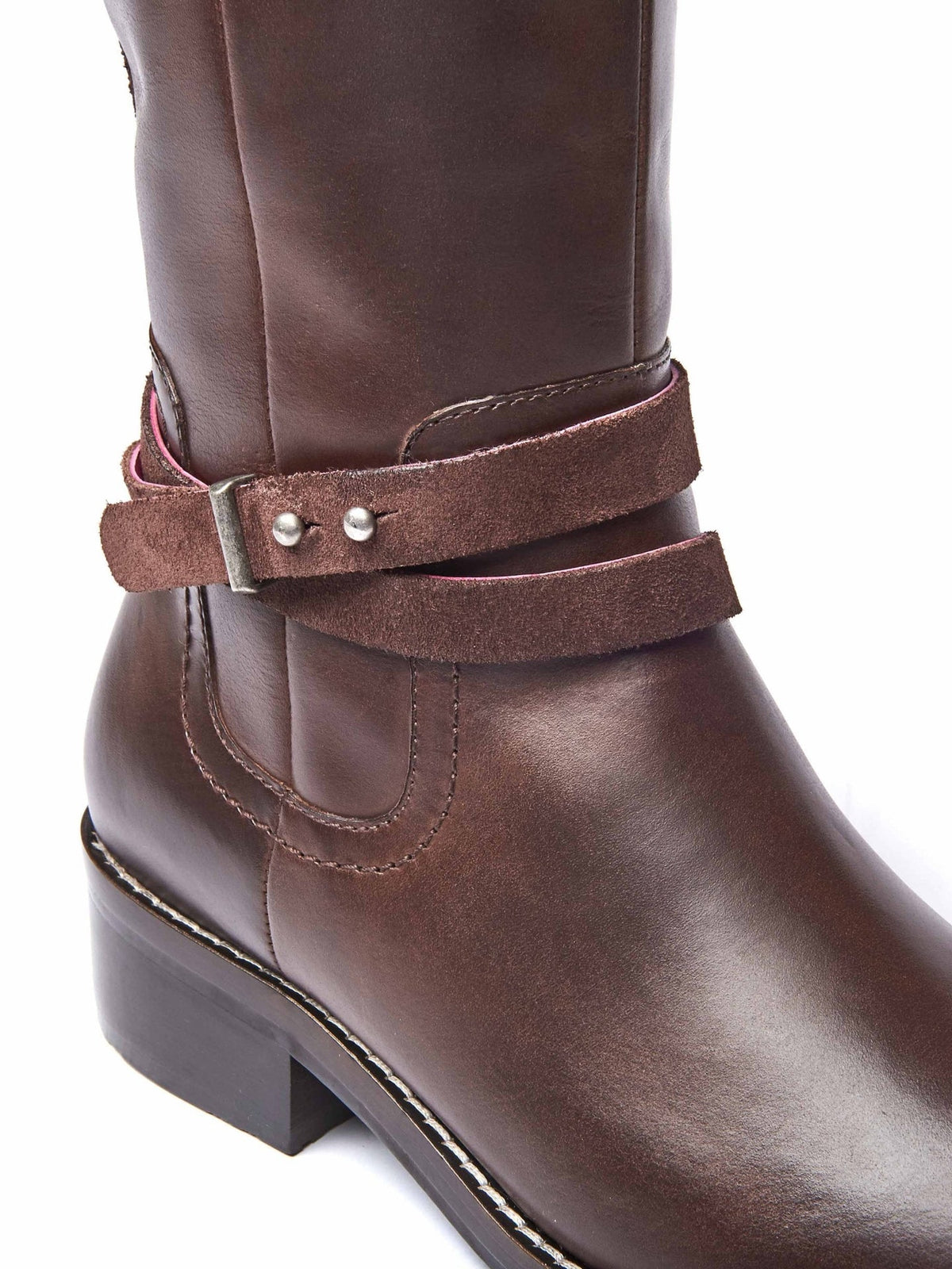 Brown classic heeled leather riding boots - CASSATT CHOCOLATE
