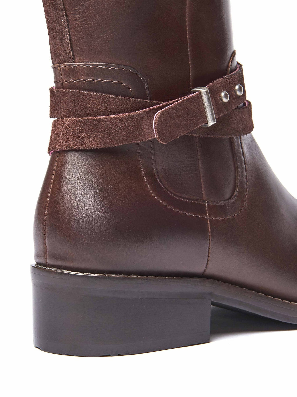 Brown classic heeled leather riding boots - CASSATT CHOCOLATE