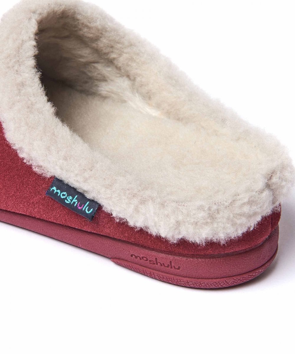 Red Fluffy suede mule slippers - BLITZEN CRANBERRY