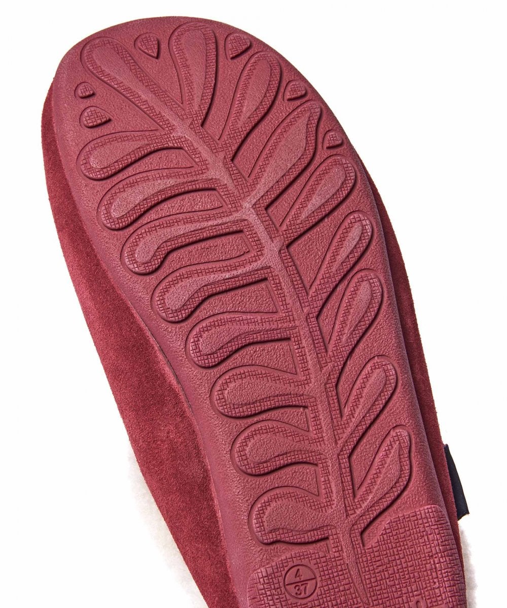 Red Fluffy suede mule slippers - BLITZEN CRANBERRY