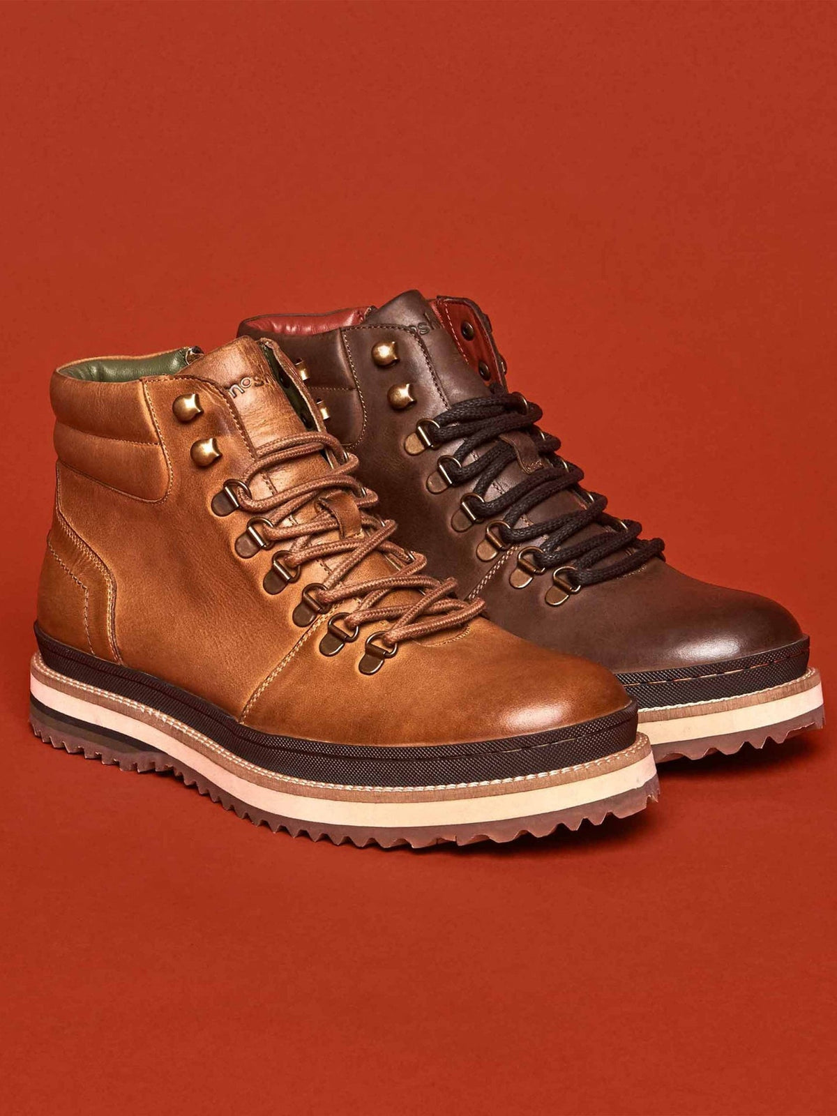 Brown men's lace up hiker-style boots - RINGER TAN