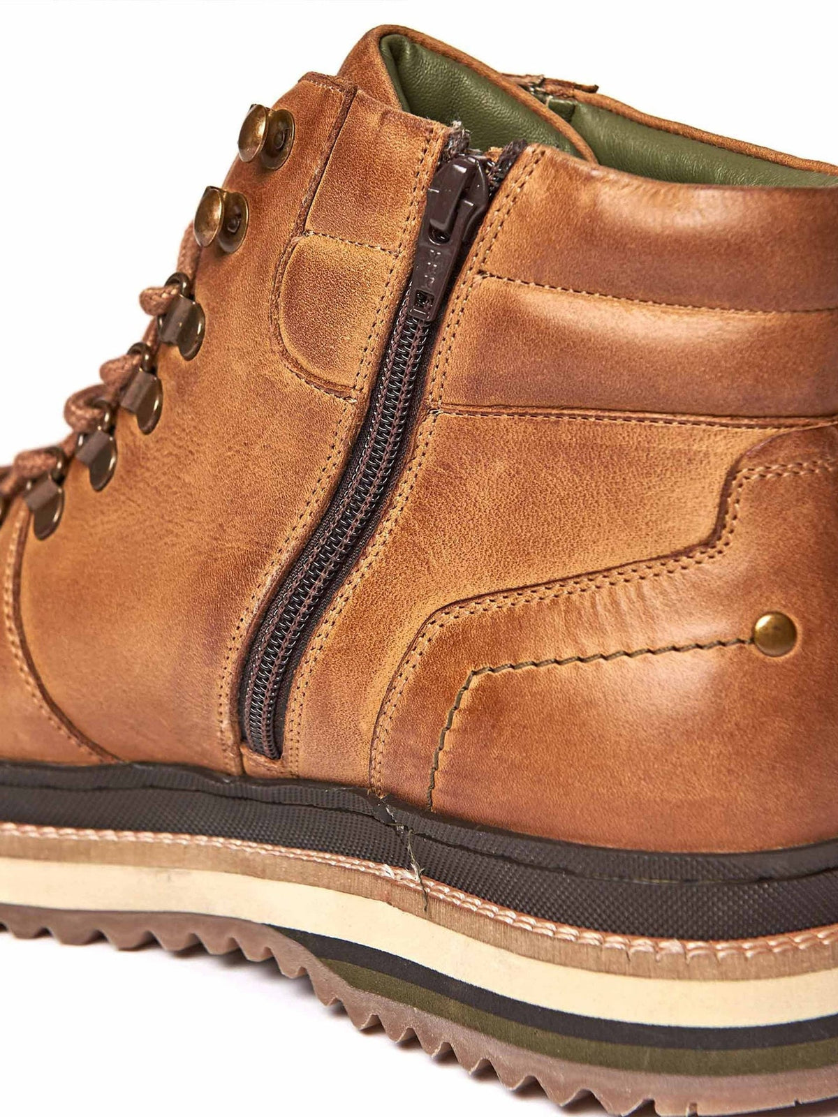 Brown men's lace up hiker-style boots - RINGER BROWN