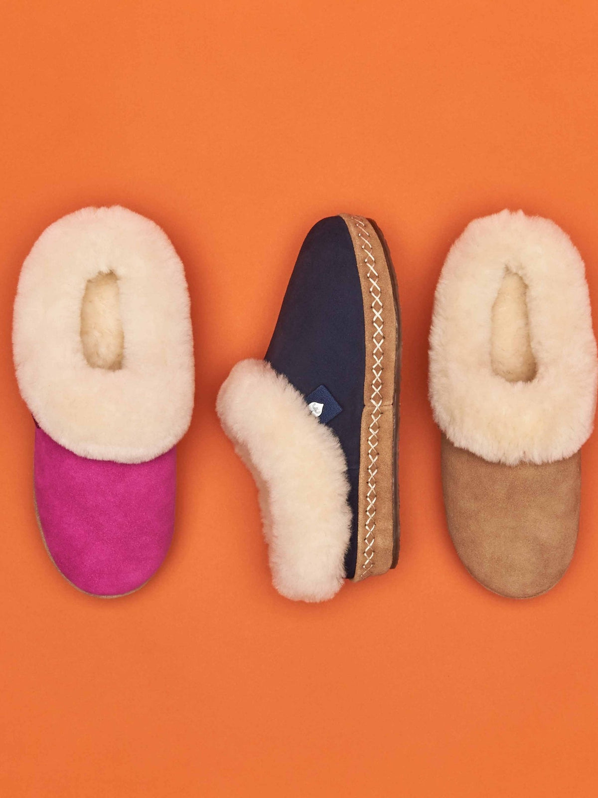 Blue sheepskin suede wedge mule slippers - SAGRADA INDIGO