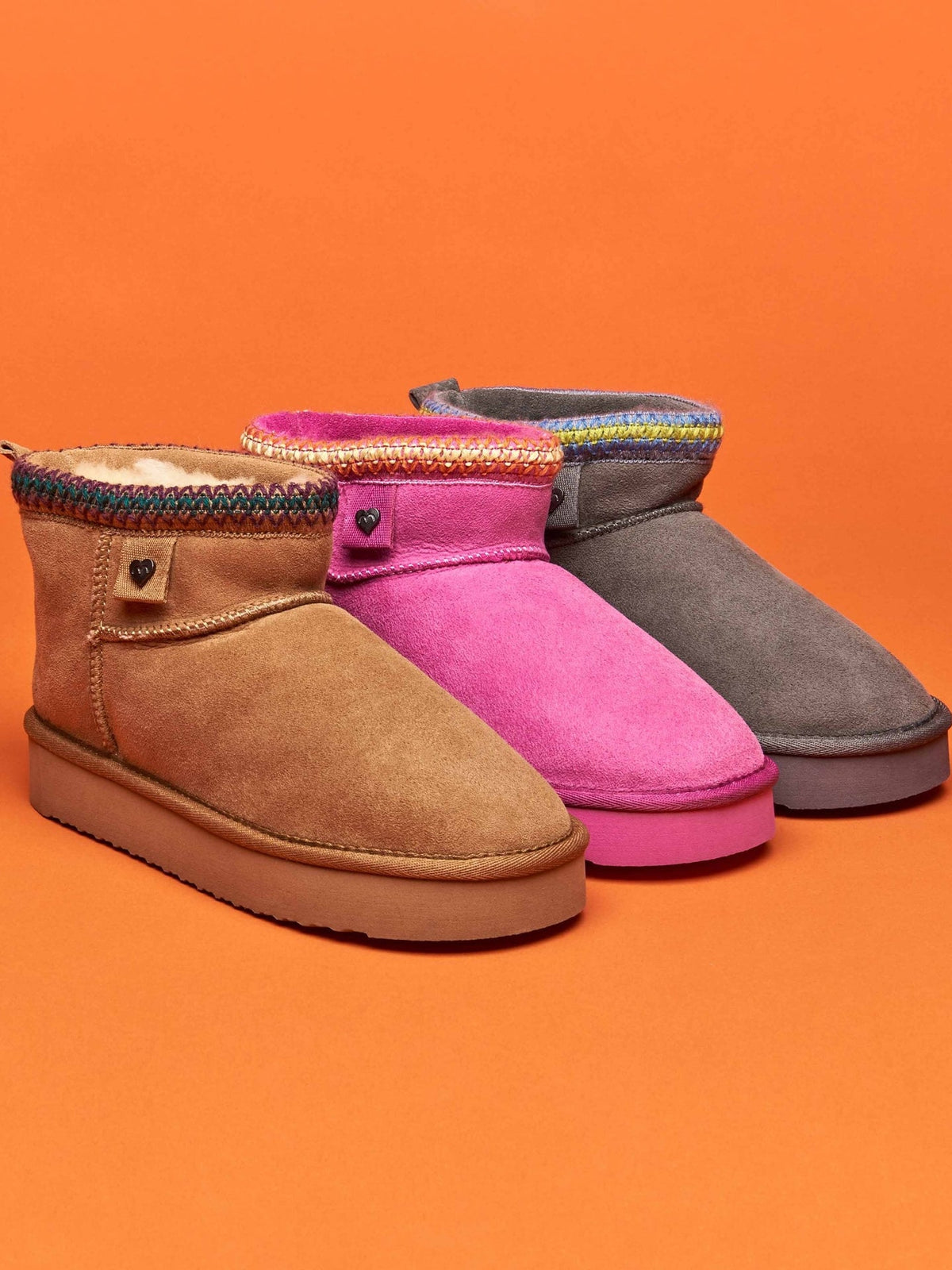Pink sheepskin ankle boot slippers - MERRIMENT FUCHSIA PINK