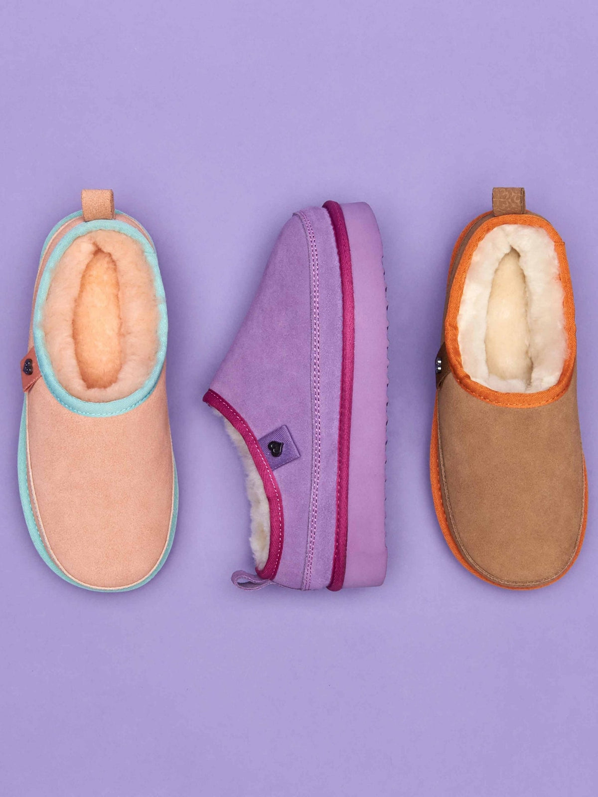 Brown sheepskin lined chunky mule slippers - JOLLITY TAN