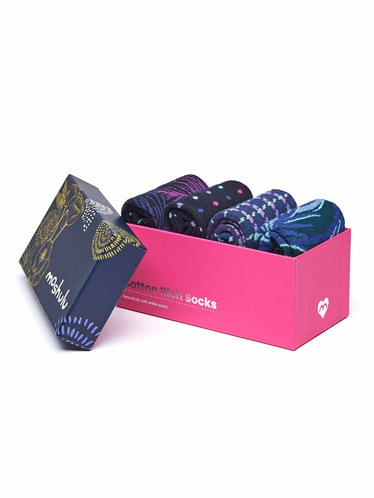 Purple Purple tonal cotton sock box - SOLAR ECLIPSE SOCK BOX PURPLE MULTI