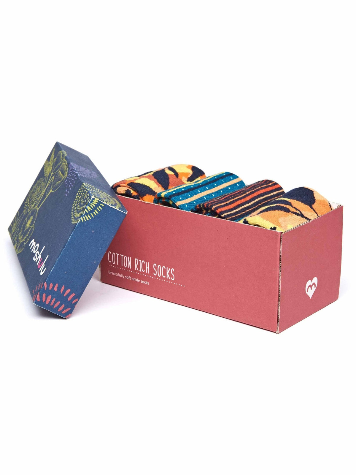 Multi tonal orange cotton sock box - GOLDEN HOUR SB SUNSET MULTI