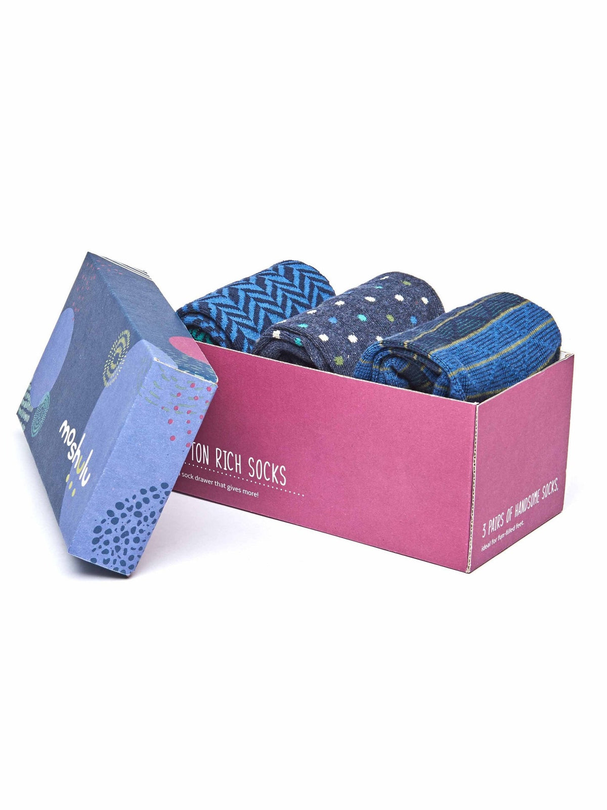 Blue men's blue tonal cotton sock box - SEBAL SB NAVY