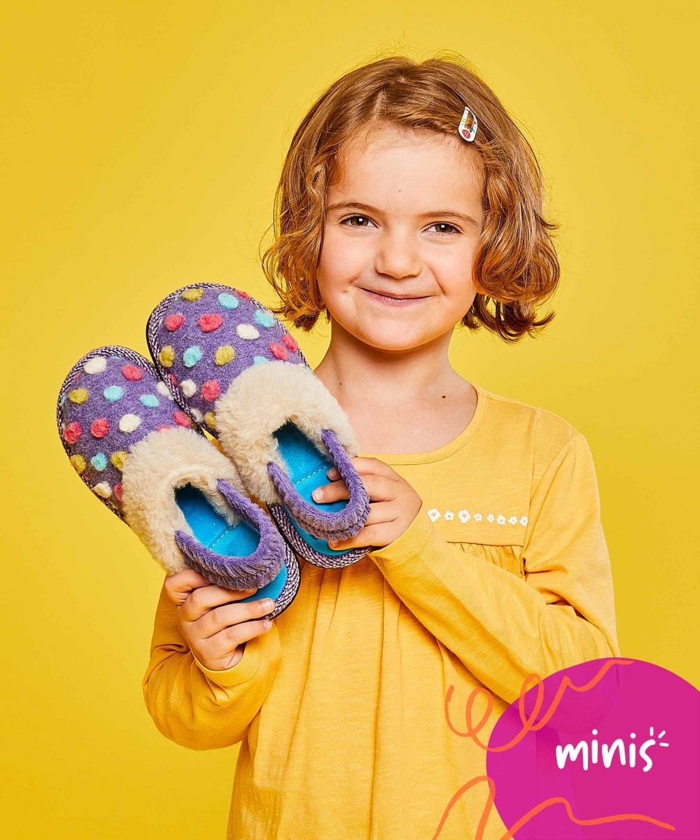 Purple kids spotty mule slippers - MINI MALIA VIOLET