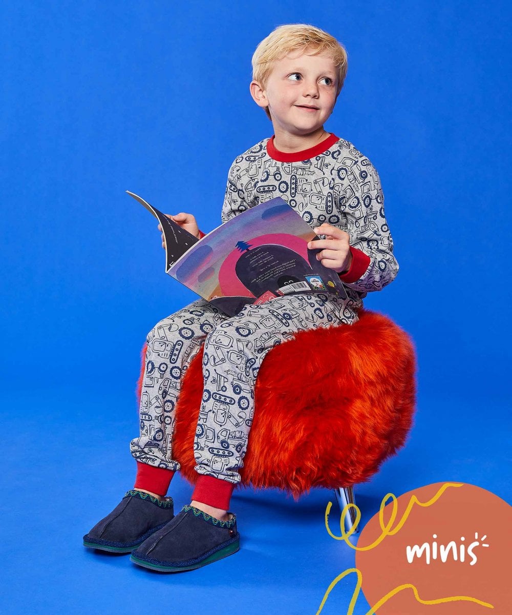 Blue kids Turkish mule slippers - MINI ALASKA INDIGO
