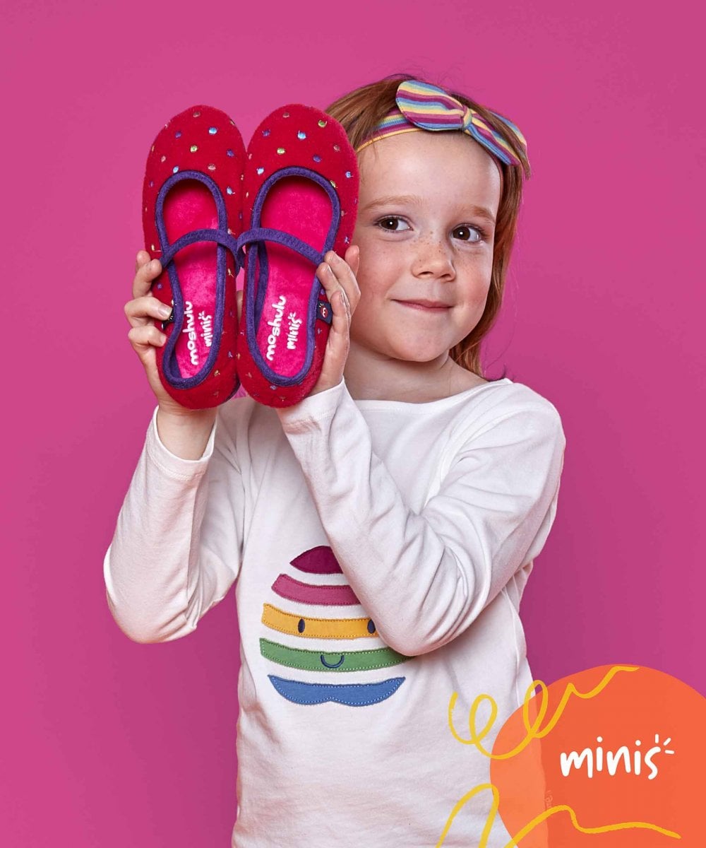 Pink kids spotty felt slippers - MINI CARAMEL PINK