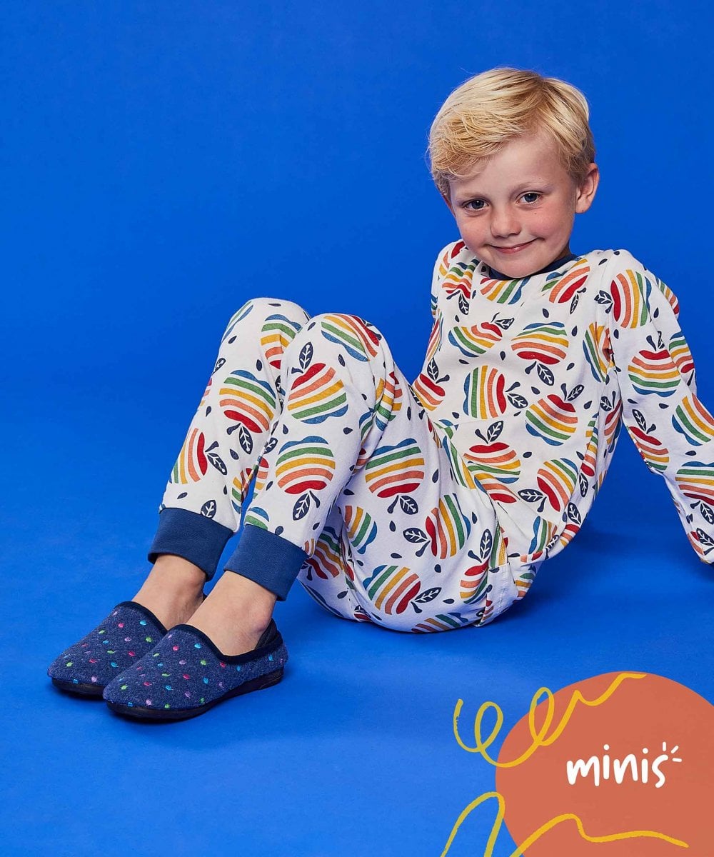 Blue kids spotty felt slippers - MINI GLACE DENIM