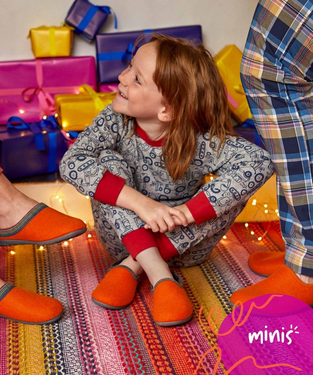 Orange kids colourful felt slippers - MINI MATMI ORANGE