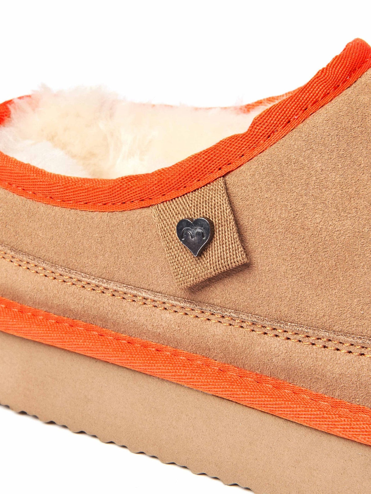 Brown sheepskin lined chunky mule slippers - JOLLITY TAN