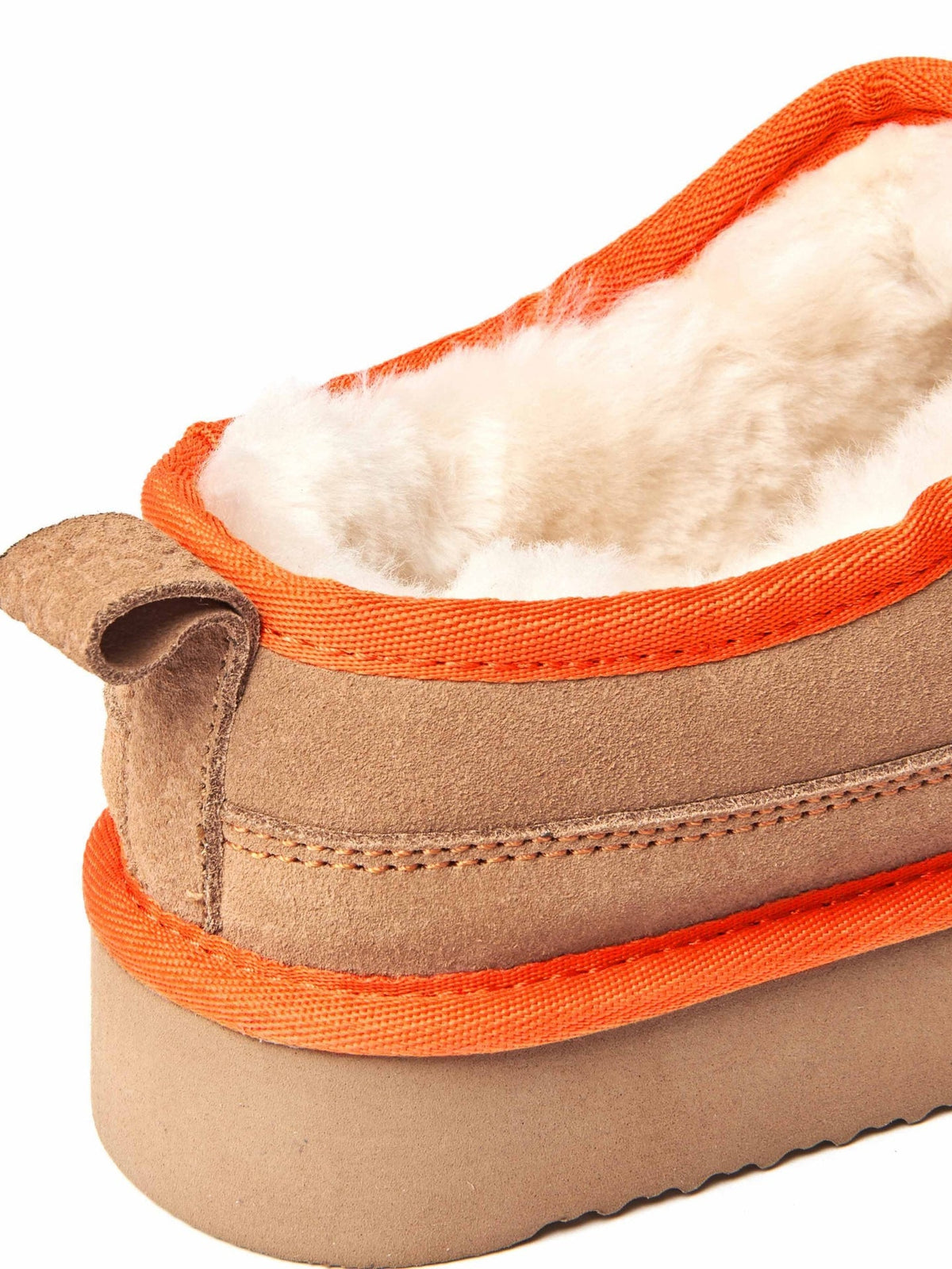 Brown sheepskin lined chunky mule slippers - JOLLITY TAN