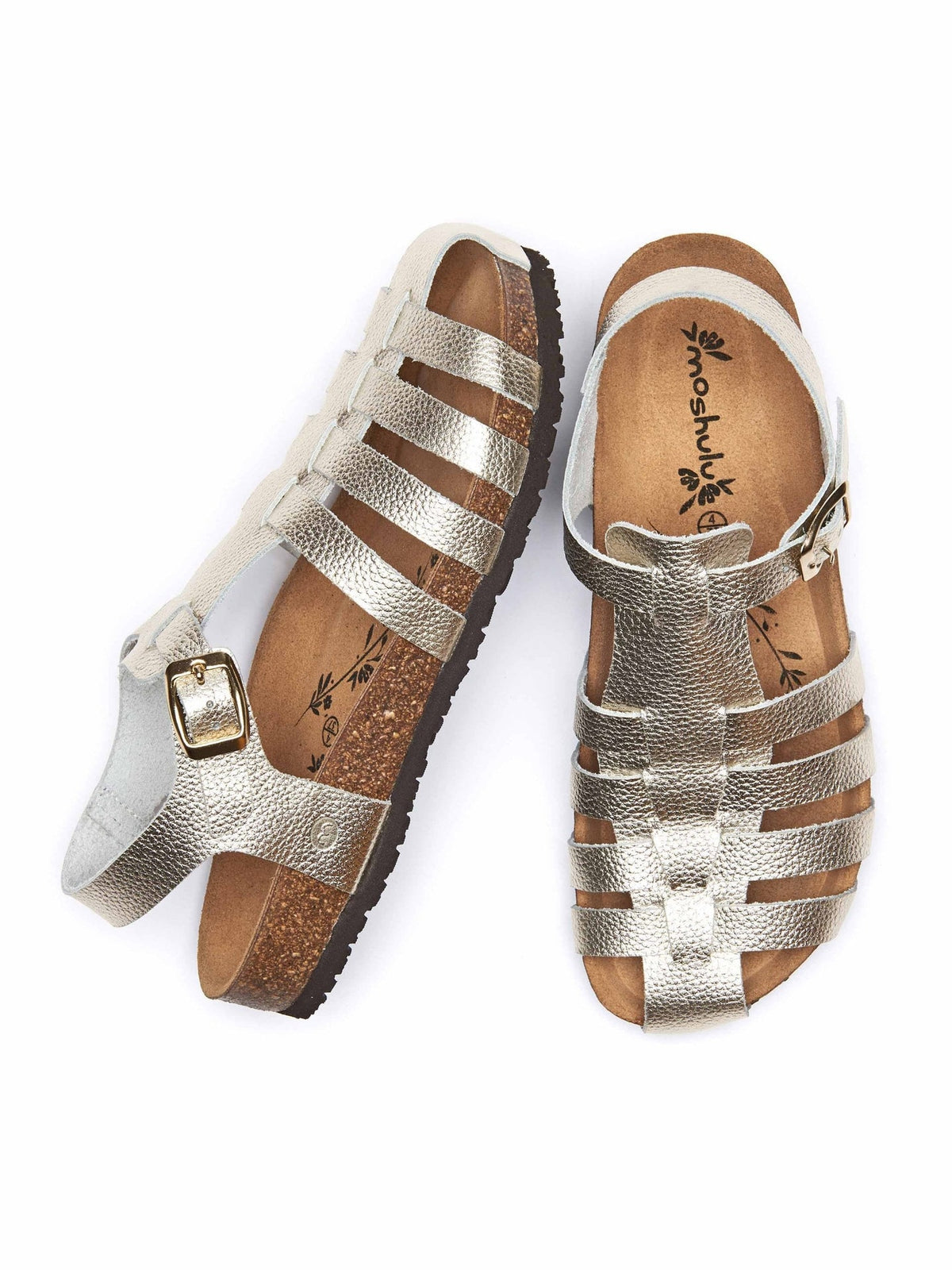 Metallic leather fisherman cork sandals - YARMER GILT METALLIC