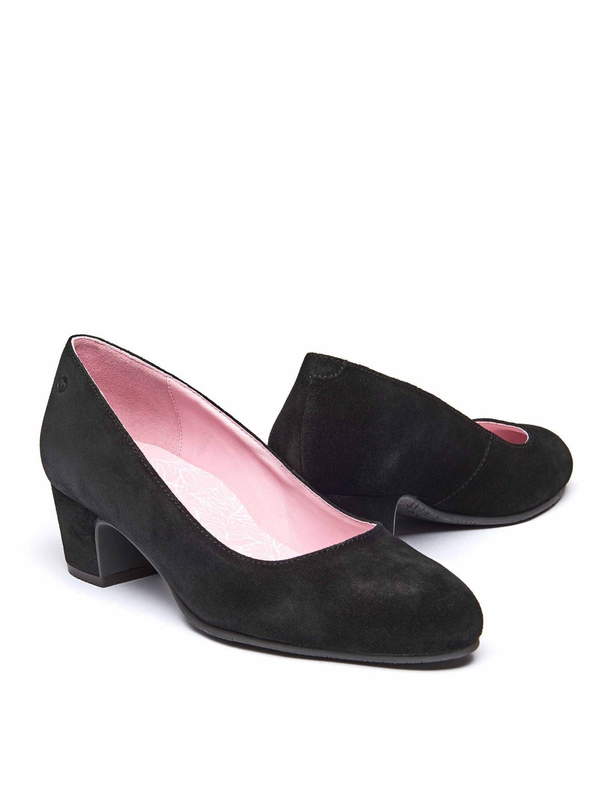 Black suede block heel court shoes - KEEL SUEDE BLACK